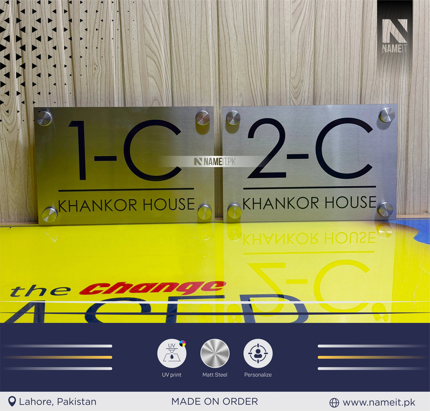 Name Plate, Office Signage, Office Name Plate, House Name plaque, Steel indoor & outdoor, Office & House Name Plate