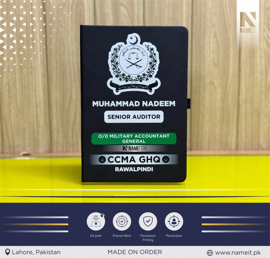 Diary, Custom Diary Printed, Customize Diary For Pakistan Military Accounts Department - Congratulations Gift - Government Officer Gift - Officer Gift - New Job Gift