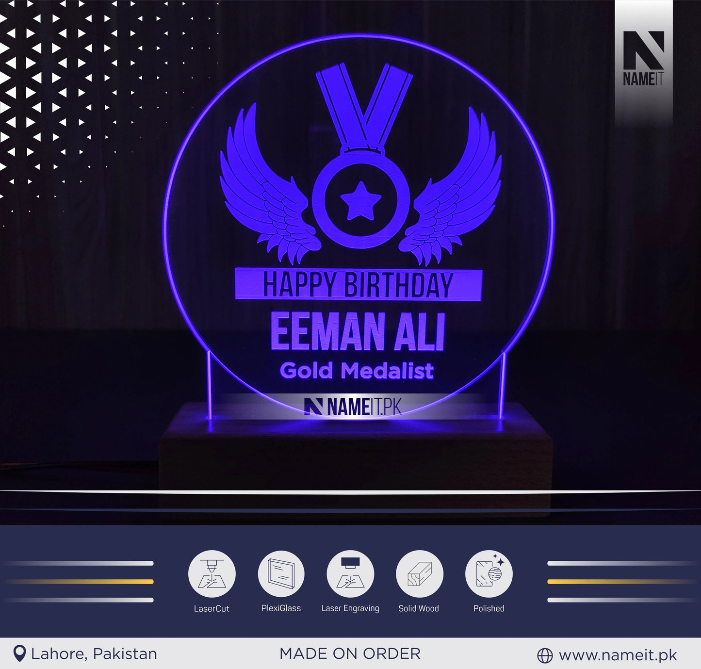 Personalized Lamp Led - Award Led Lamp - Acrylic Night Lamp - Gift for Appreciation NAMEIT PAKISTAN