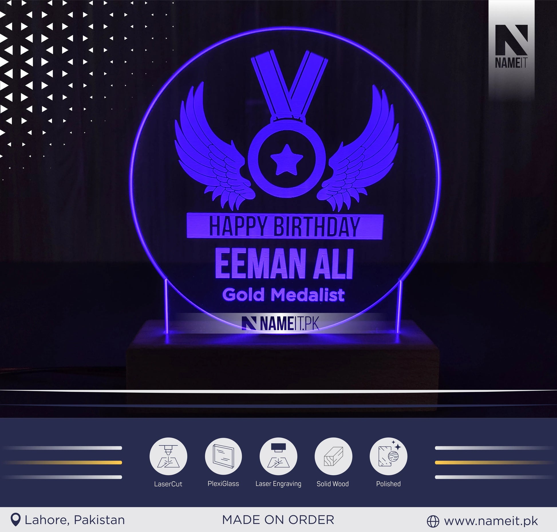 Personalized Lamp Led - Award Led Lamp - Acrylic Night Lamp - Gift for Appreciation NAMEIT PAKISTAN