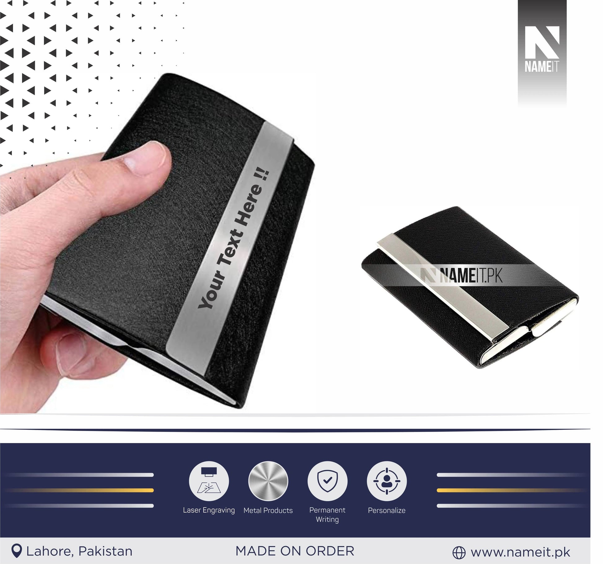Double Sided Business Card Case ATM Credit Card Holder Pocket Size for Men & Women, Black, Minimalist NAMEIT PAKISTAN