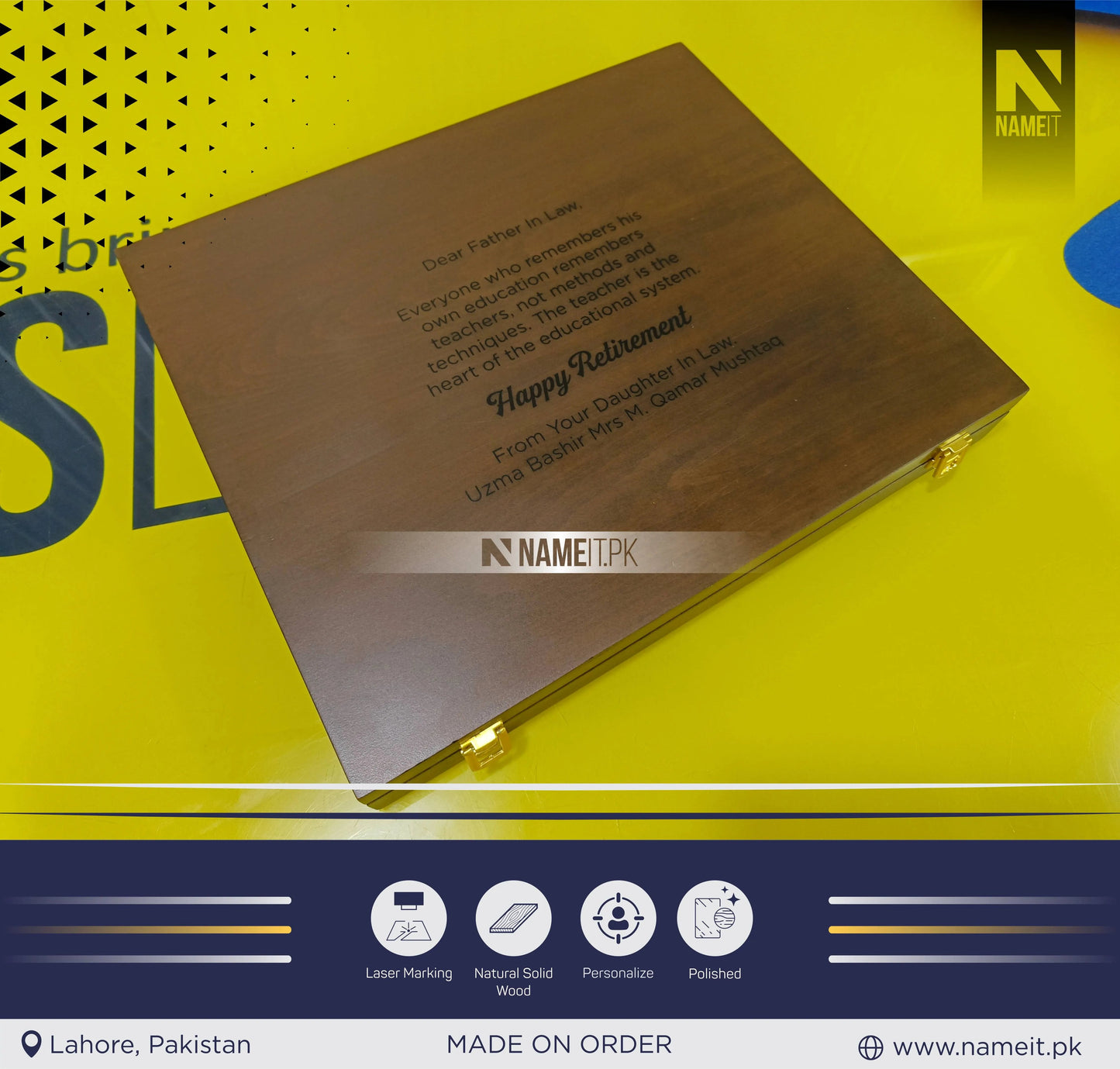 Personalized wooden box with engraved name, Custom keepsake box, Wooden Love Box Valentines Wedding, Engagement, Couple Gift for Him Her Boyfriend Girlfriend gift box NAMEIT PAKISTAN
