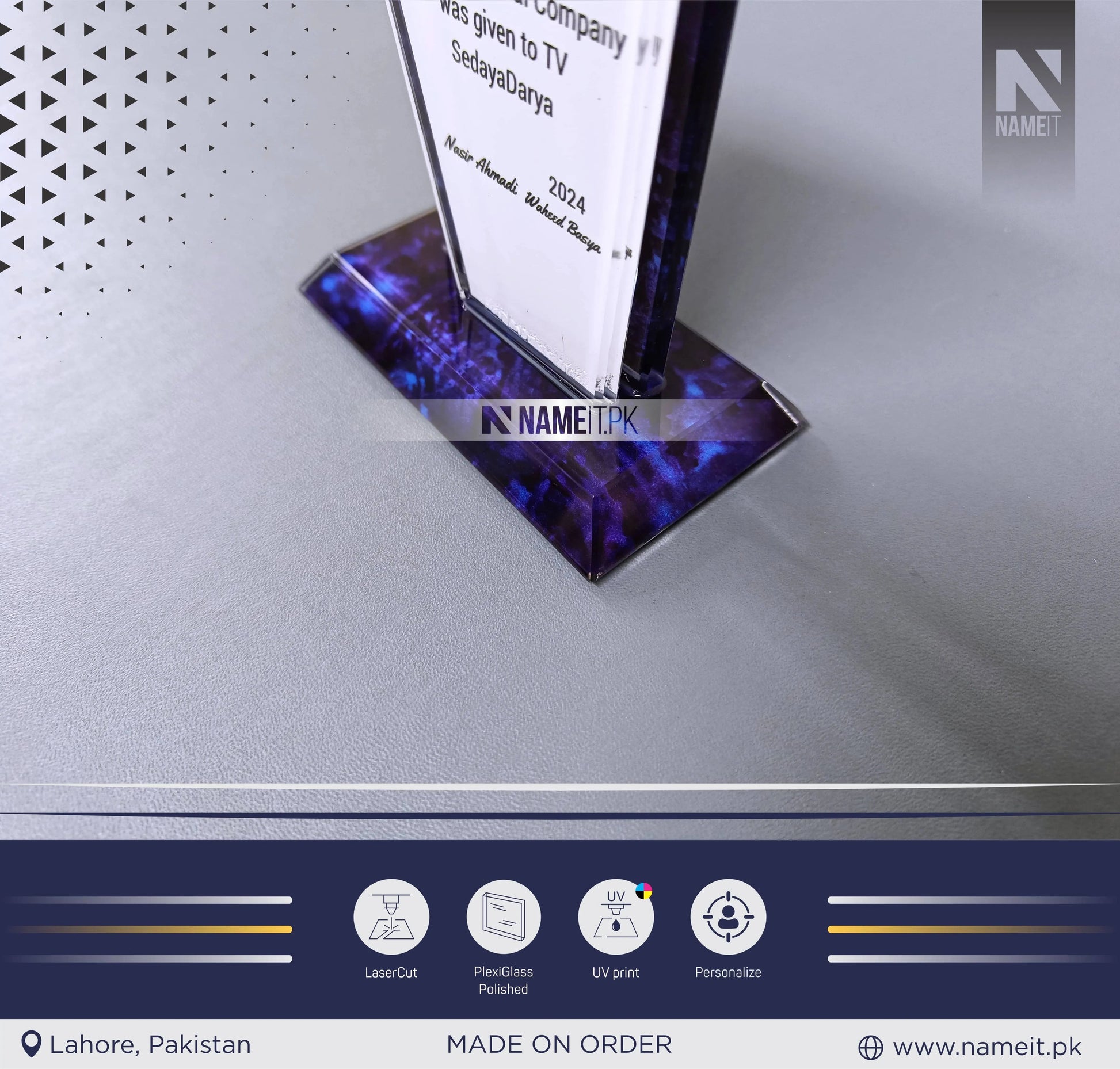 Custom Award Shield, Trophy Shield, PlaxiGlass award Shield, Recognition Shield NAMEIT PAKISTAN