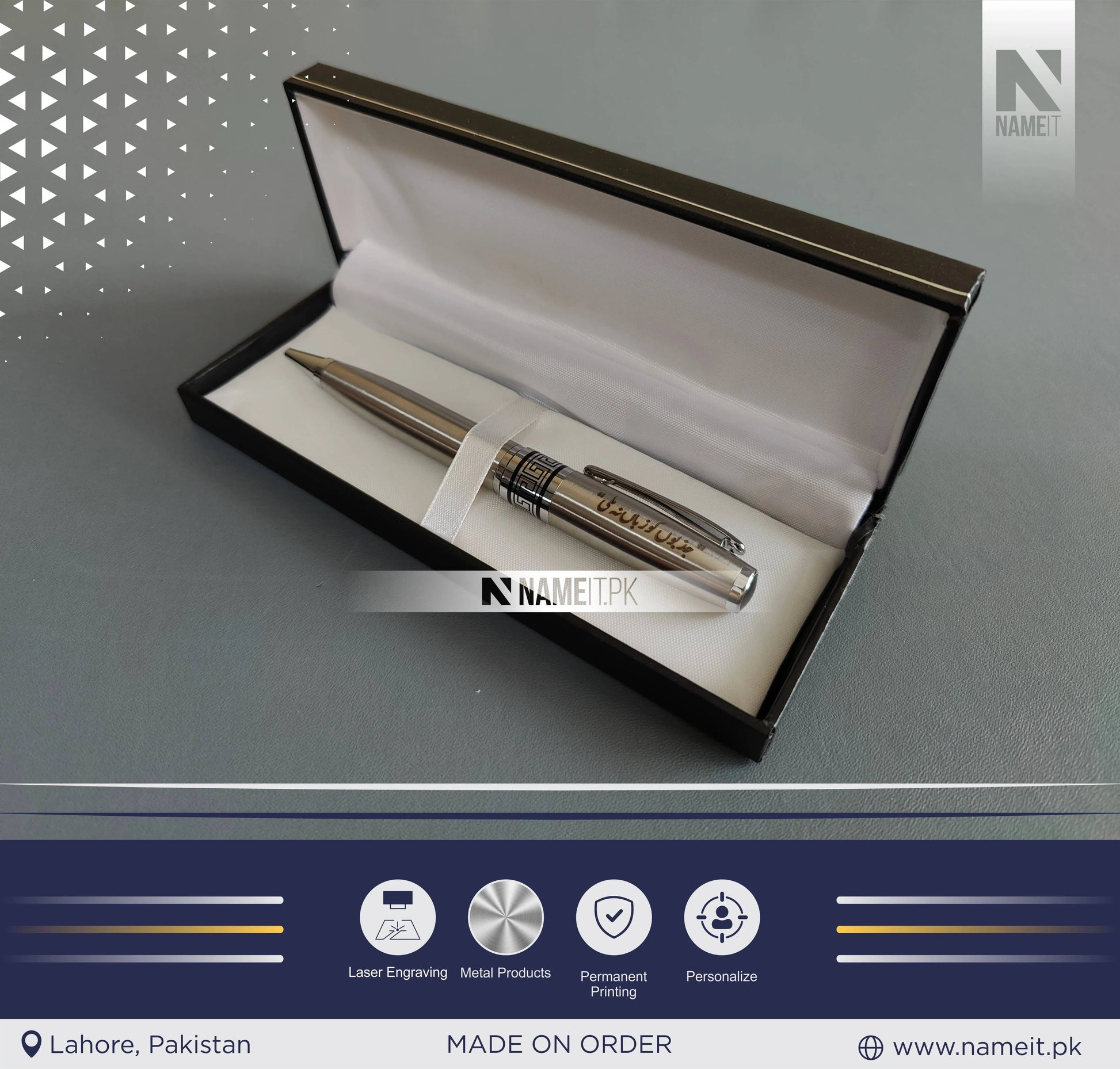 Custom High-Quality Metal Gel Pen, 0.7mm Blue Ink, Ball Point, Business Signature, Calligraphy Practice, Pocket Clip, Electroplated Baking Paint NAMEIT PAKISTAN