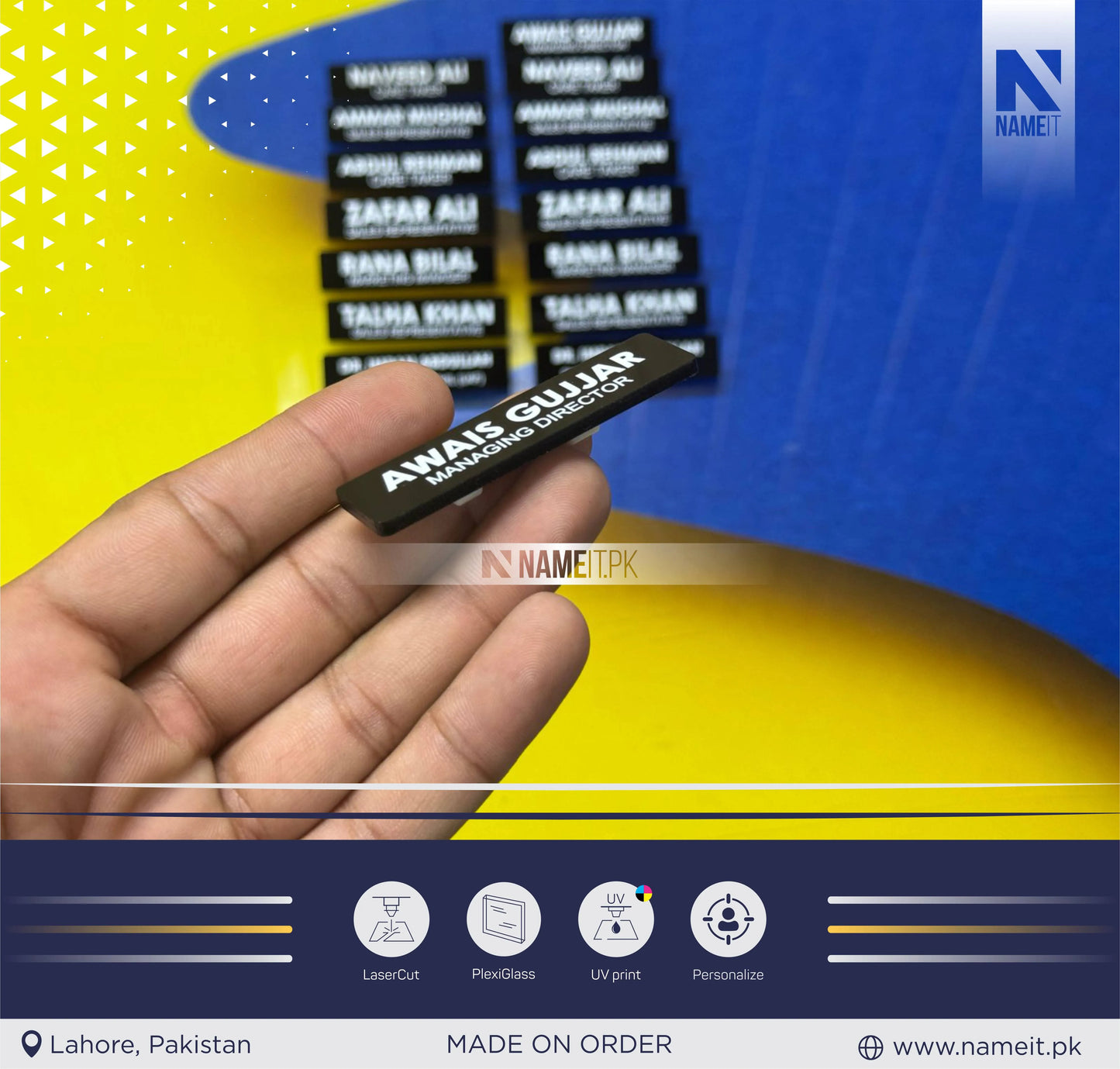 Personalised Printed Name Badge, Staff ID Tag, Design Your Custom Badge, Custom Flat badge for work, Office Name tag Employee Business Tags