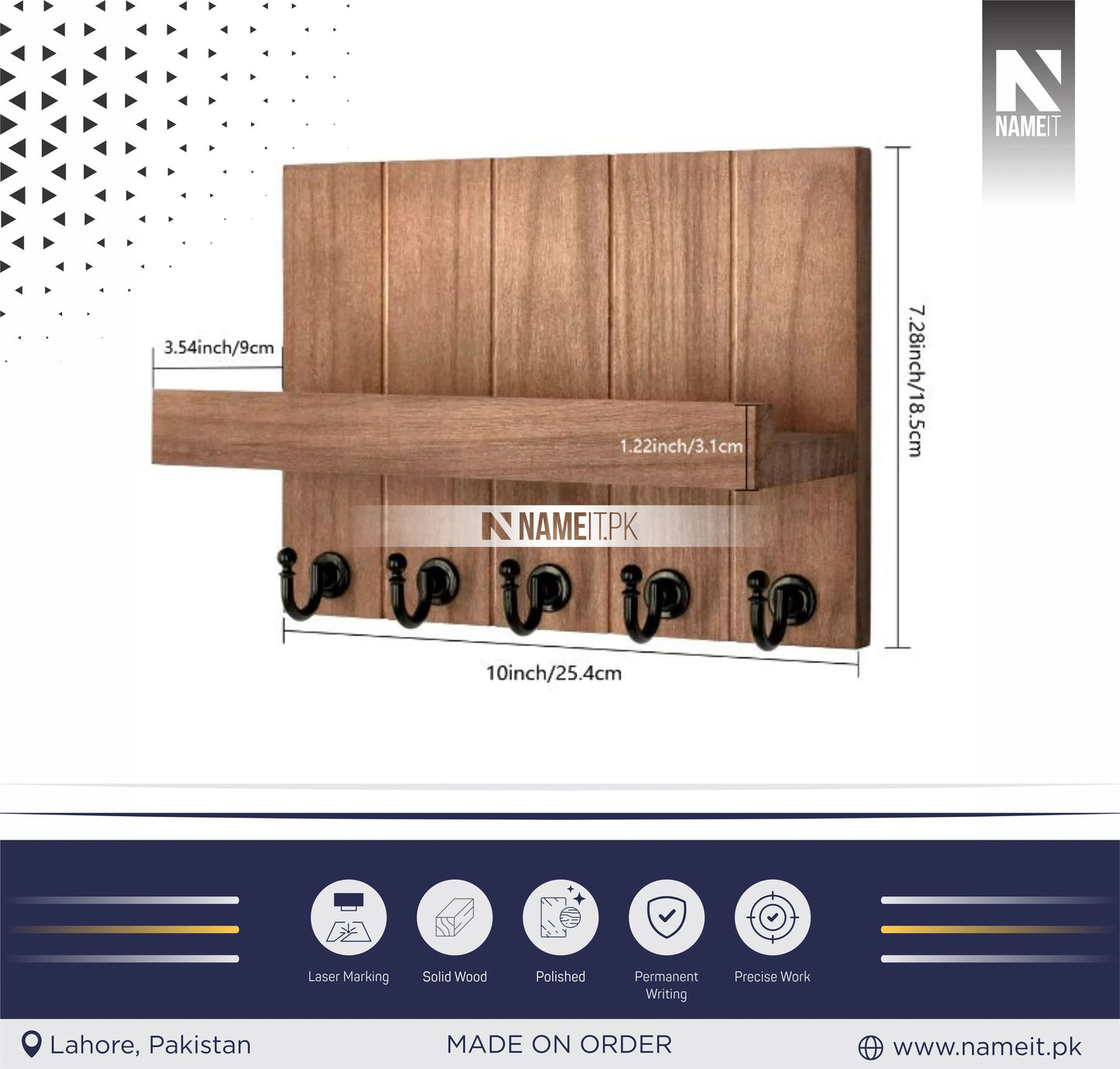 Custom Key Holder For Wall: Easy Installation Mail Organizer Wall Mount Hanging Key Rack For Kitchen And Entryway Decor With 5 Sturdy Key Hooks NAMEIT PAKISTAN