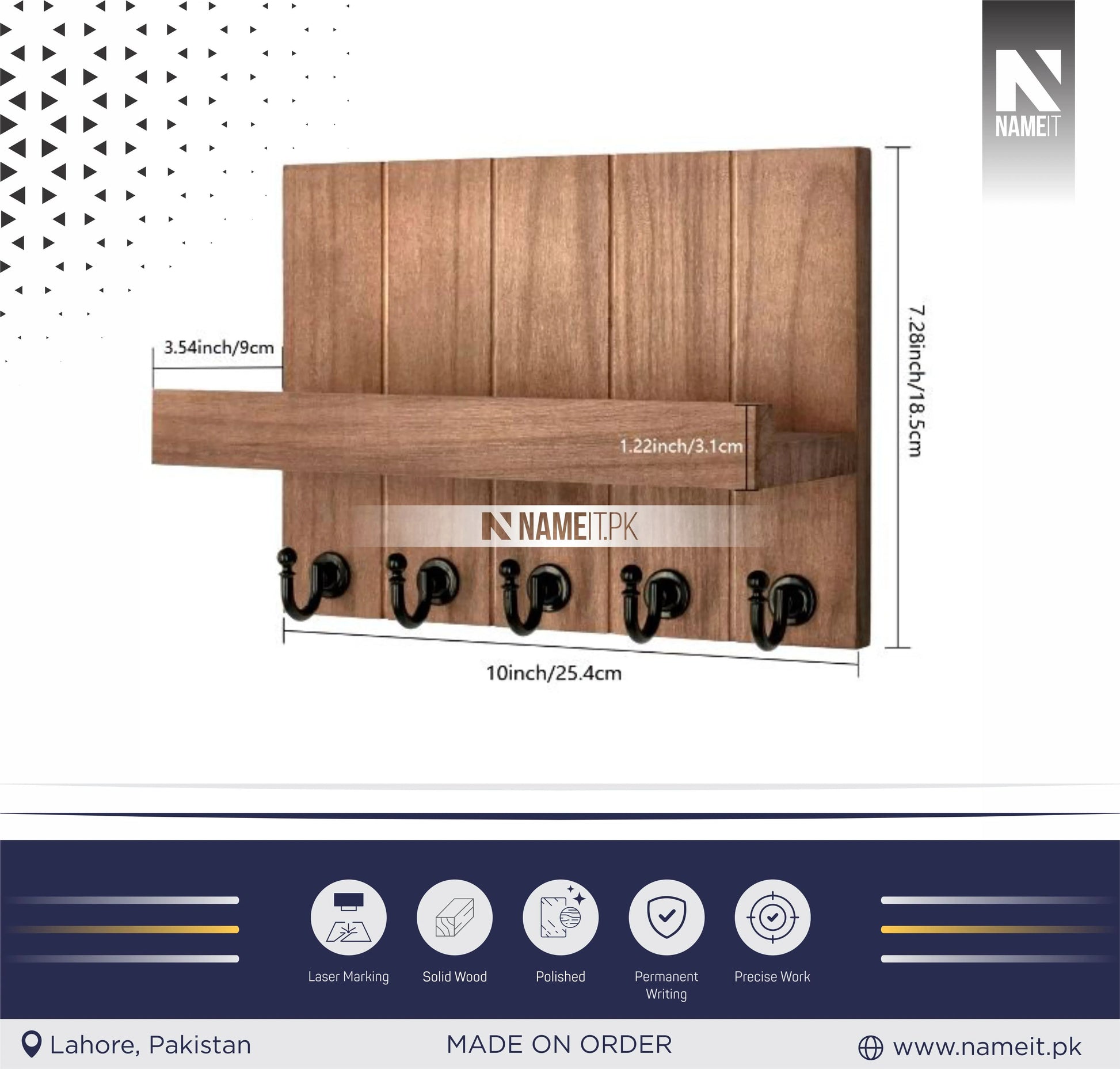 Custom Key Holder For Wall: Easy Installation Mail Organizer Wall Mount Hanging Key Rack For Kitchen And Entryway Decor With 5 Sturdy Key Hooks NAMEIT PAKISTAN