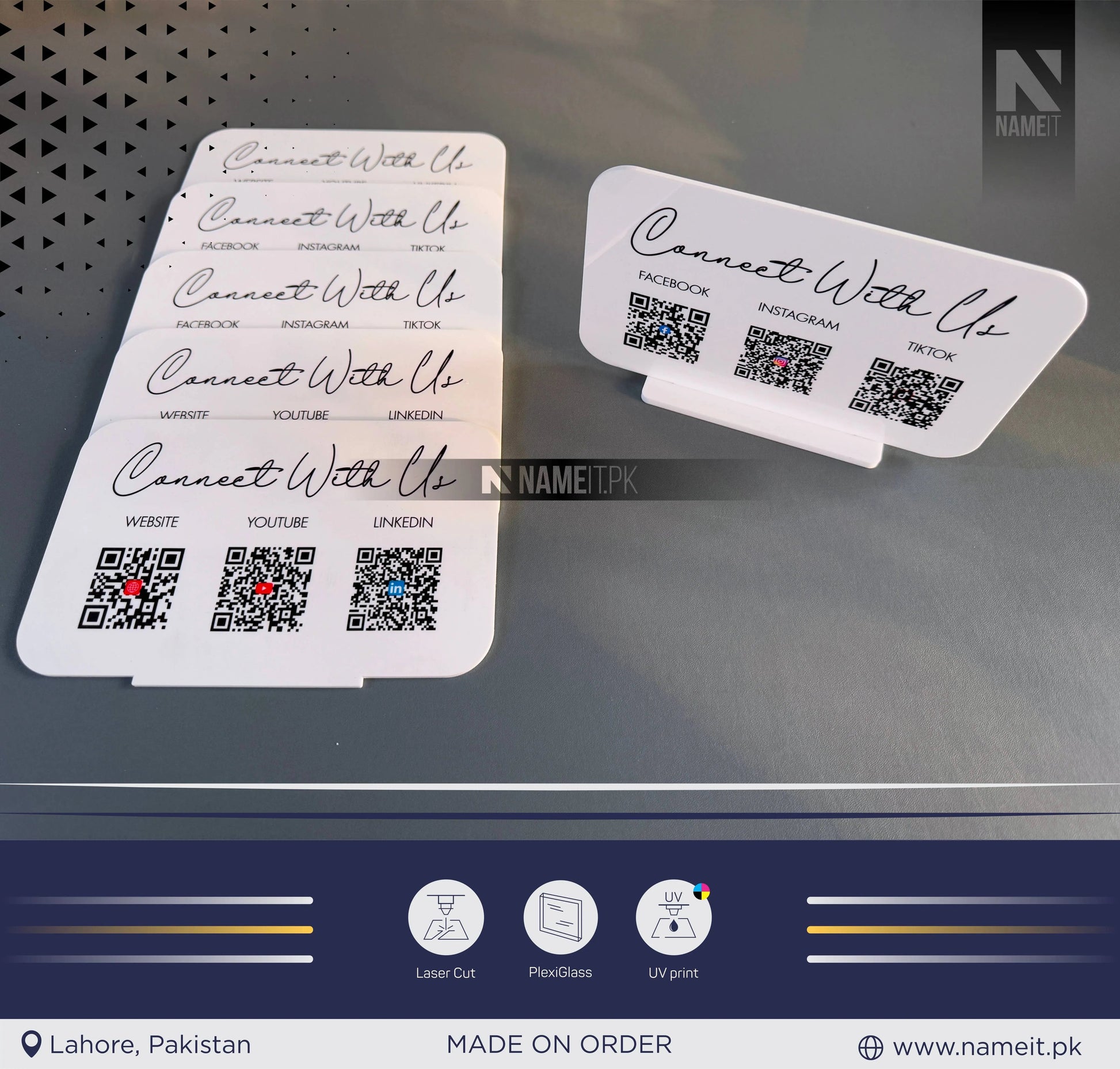 Multi QR code Business Social Media Sign | Payment Sign | Custom Logo Sign | Payment Method and Social Media Sign NAMEIT PAKISTAN