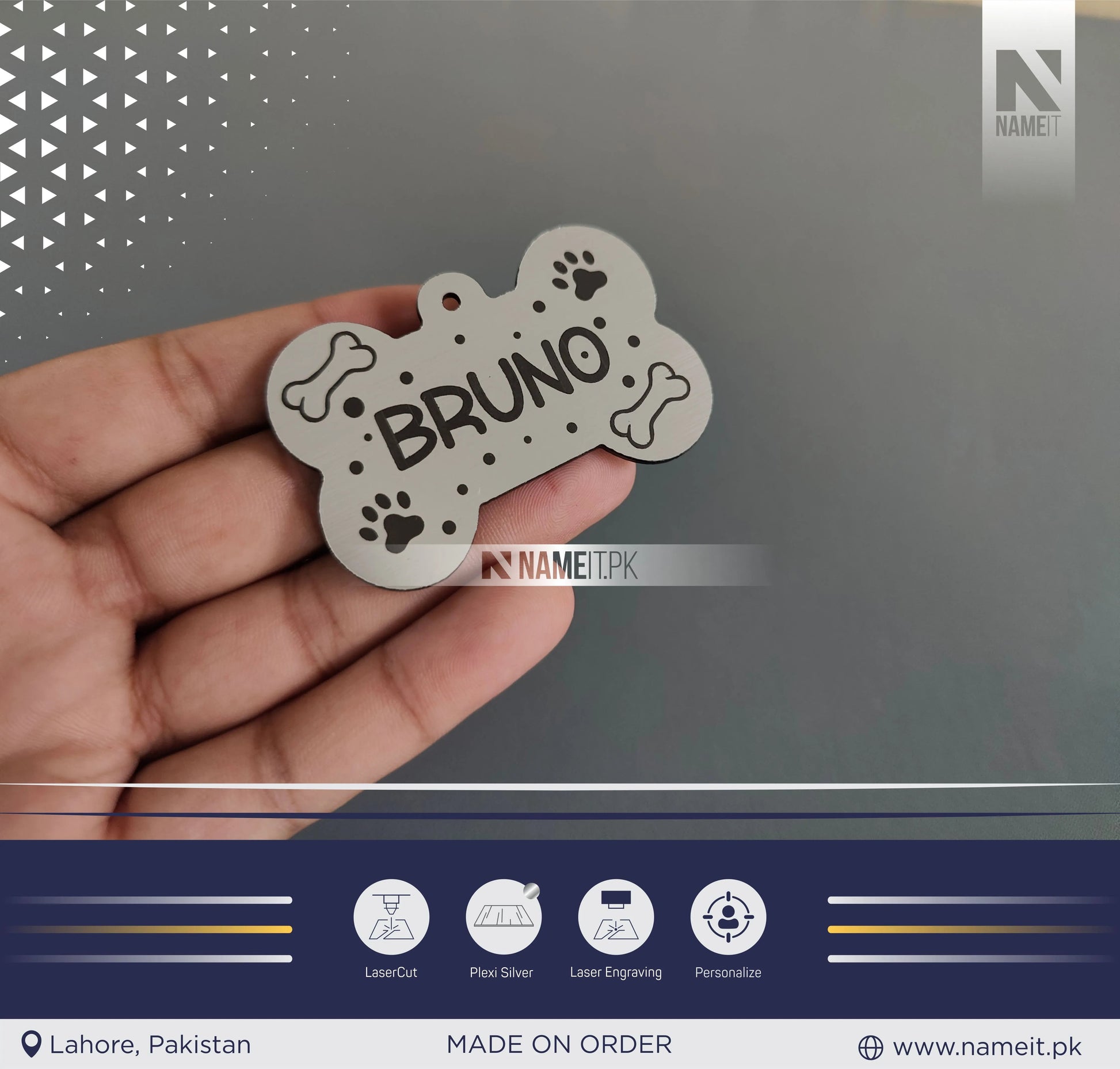 Pets Tag Personalized, Bone Shape Tag, Pet Tags for Collars, Engraved Tag, Name Tag, Customized Pet Tag, Kitty Tag NAMEIT PAKISTAN