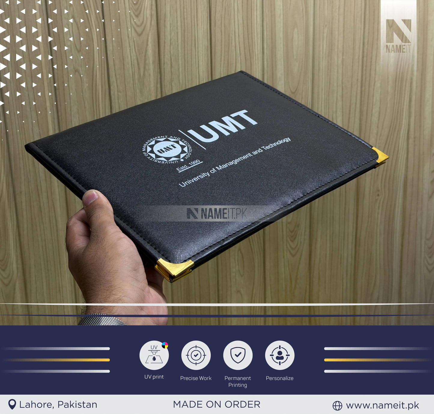 Custom PU Leather Certificate Folder with Logo | Premium A4 Certificate & Diploma Presentation Folder | Personalized Corporate Document Holder