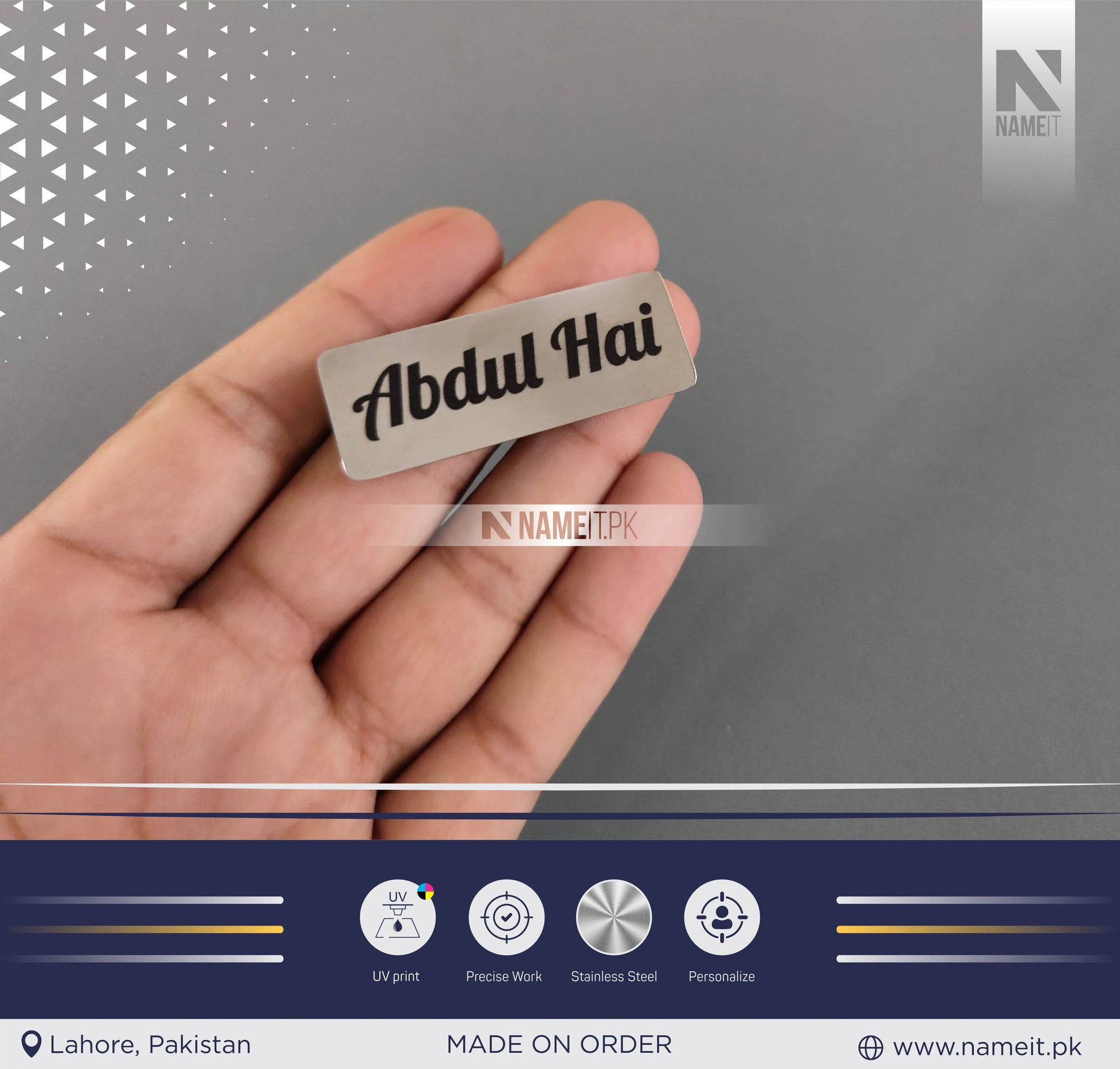 Custom Printed Magnatic Square badge | Personalized Printed Employee Office Name badges | Name Metal Badges | Student Name badges | Nurse Name badges With Magnet NAMEIT PAKISTAN