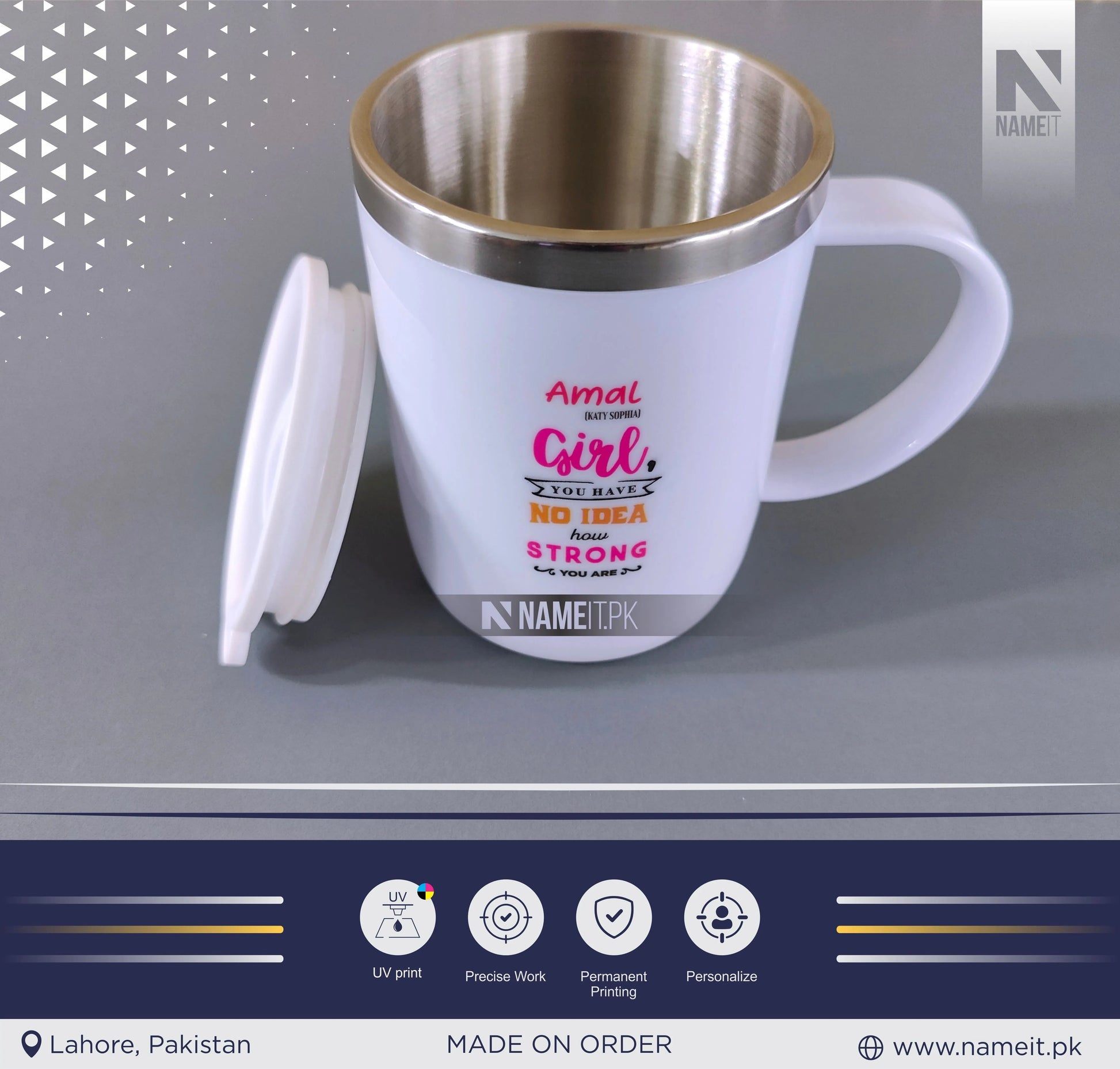 Custom Stainless Steel Cup With Lid, Office Water Cup, Tea Cup, Coffee Cup, Milk Cup, Heat Insulation, Anti-scalding, Men And Women High Quality Office Worker Beauty Tool, Commercial Office Cup NAMEIT PAKISTAN