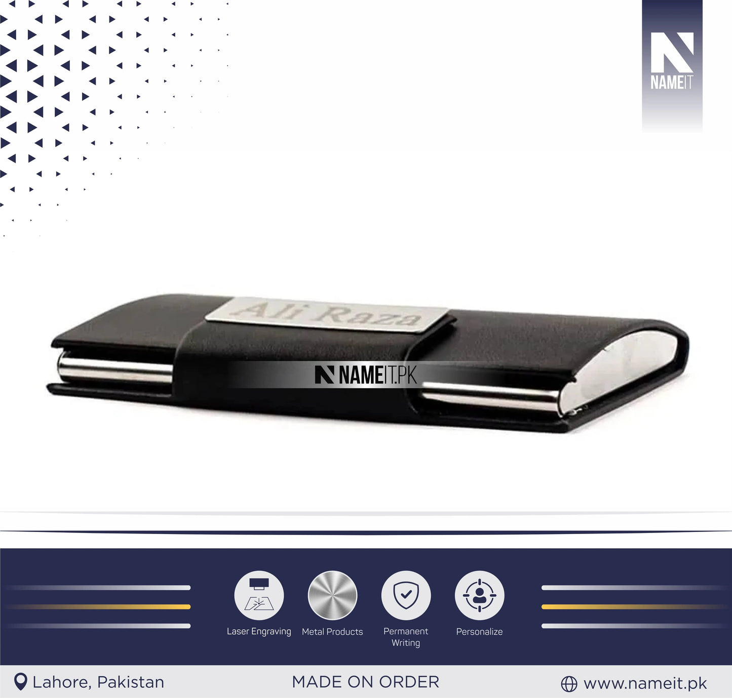 Company Personalized Business Magnetic Card Holder,  Logo/Text Laser Engraved NAMEIT PAKISTAN