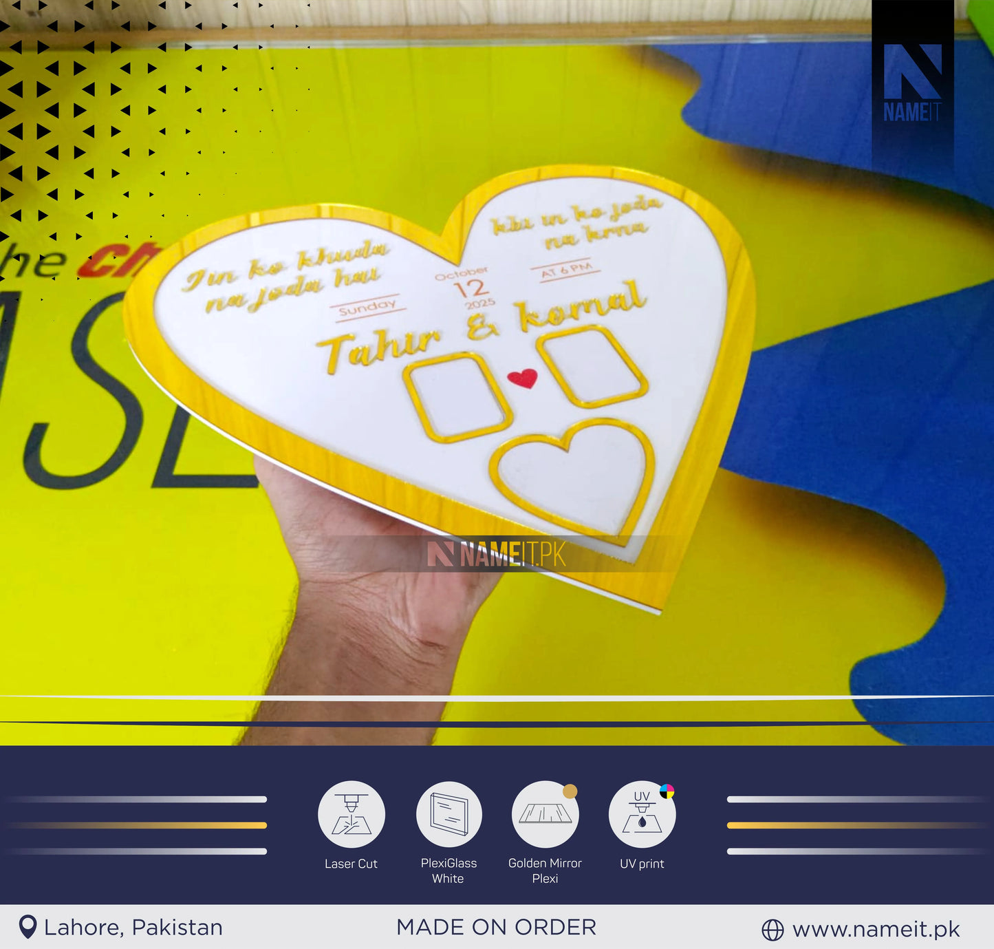 Personalized Nikkah Acrylic ThumbPrints Board Fingerprint islamic nikkah certificate Muslim Marriage Contract thumbprints Frame Customized