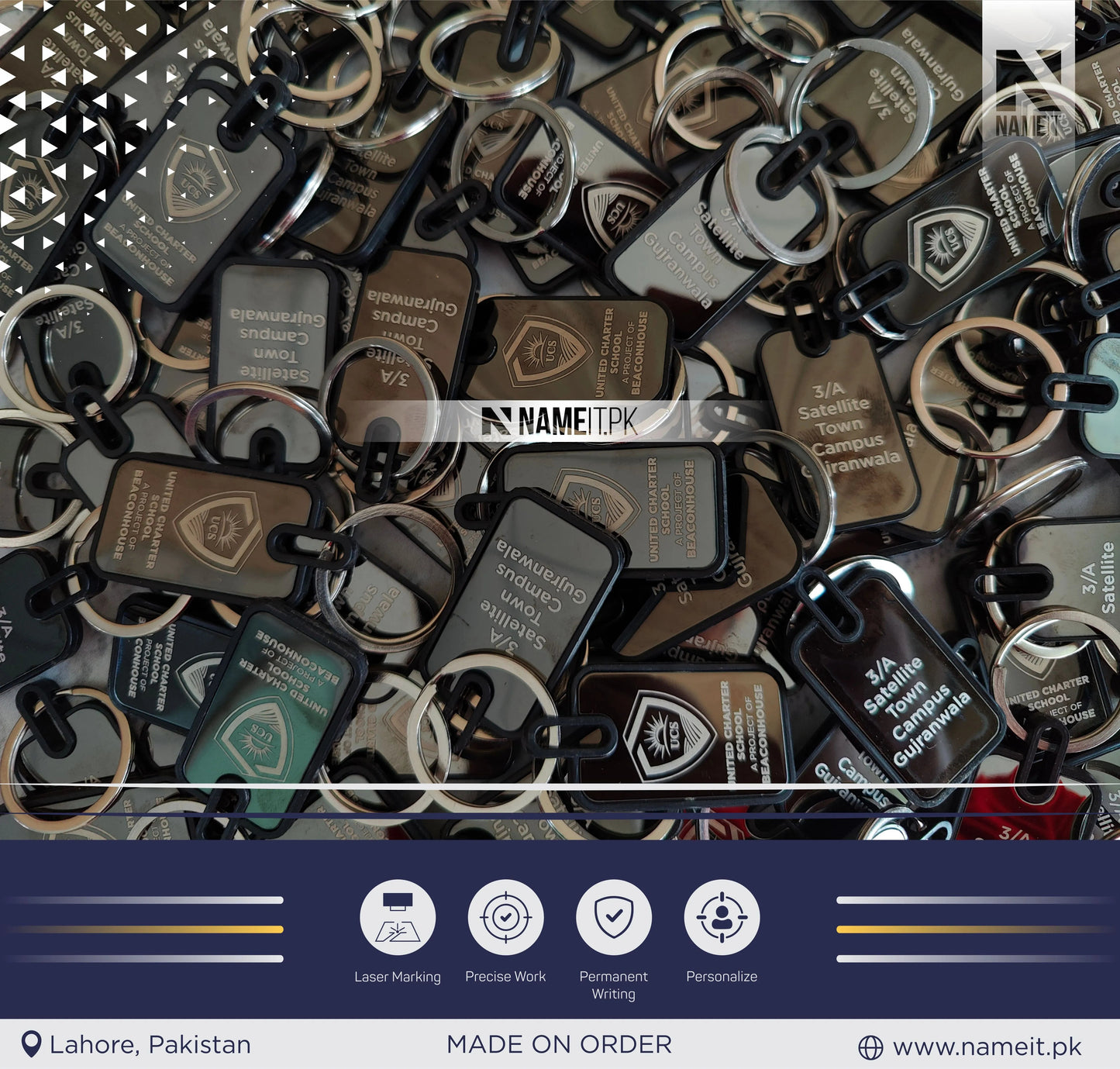 Personalized Premium Metal Keychain, Business Logo, Name, Custom Marketing Business Merchandise, NAMEIT PAKISTAN