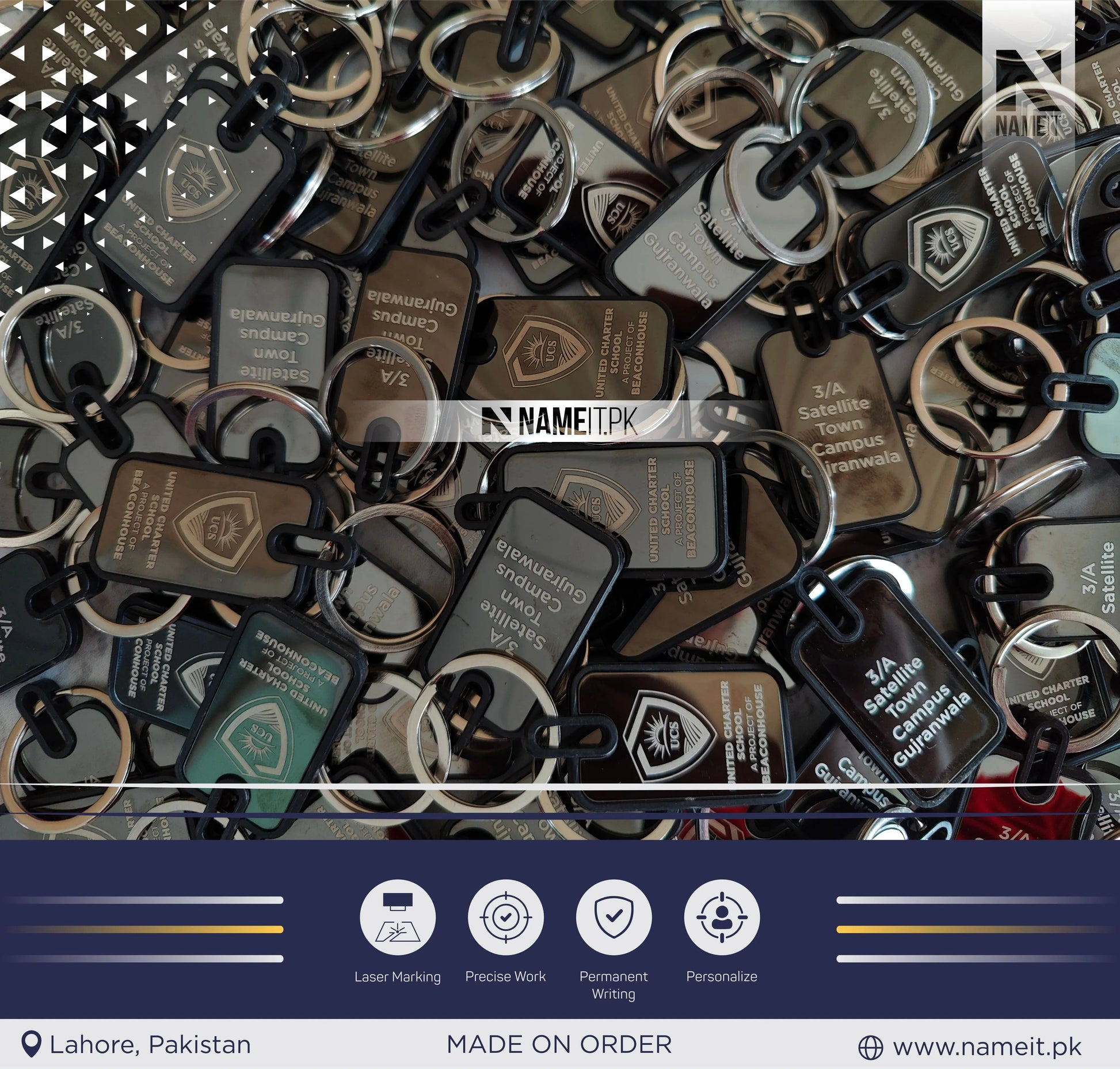 Personalized Premium Metal Keychain, Business Logo, Name, Custom Marketing Business Merchandise, NAMEIT PAKISTAN