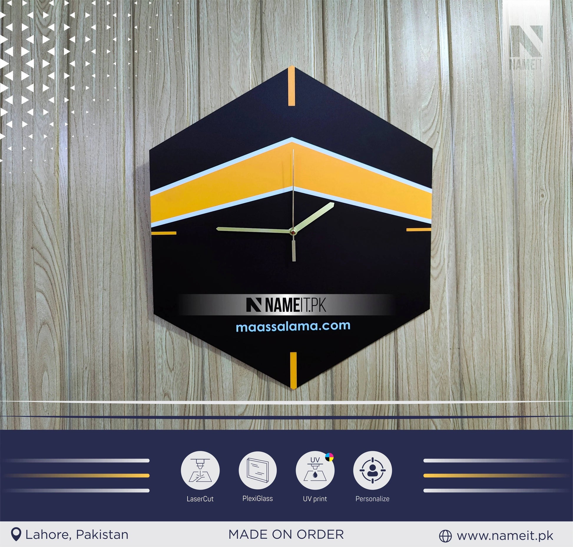 Customised Khana e Kaaba Wall Clock, Islamic WallClock NAMEIT PAKISTAN