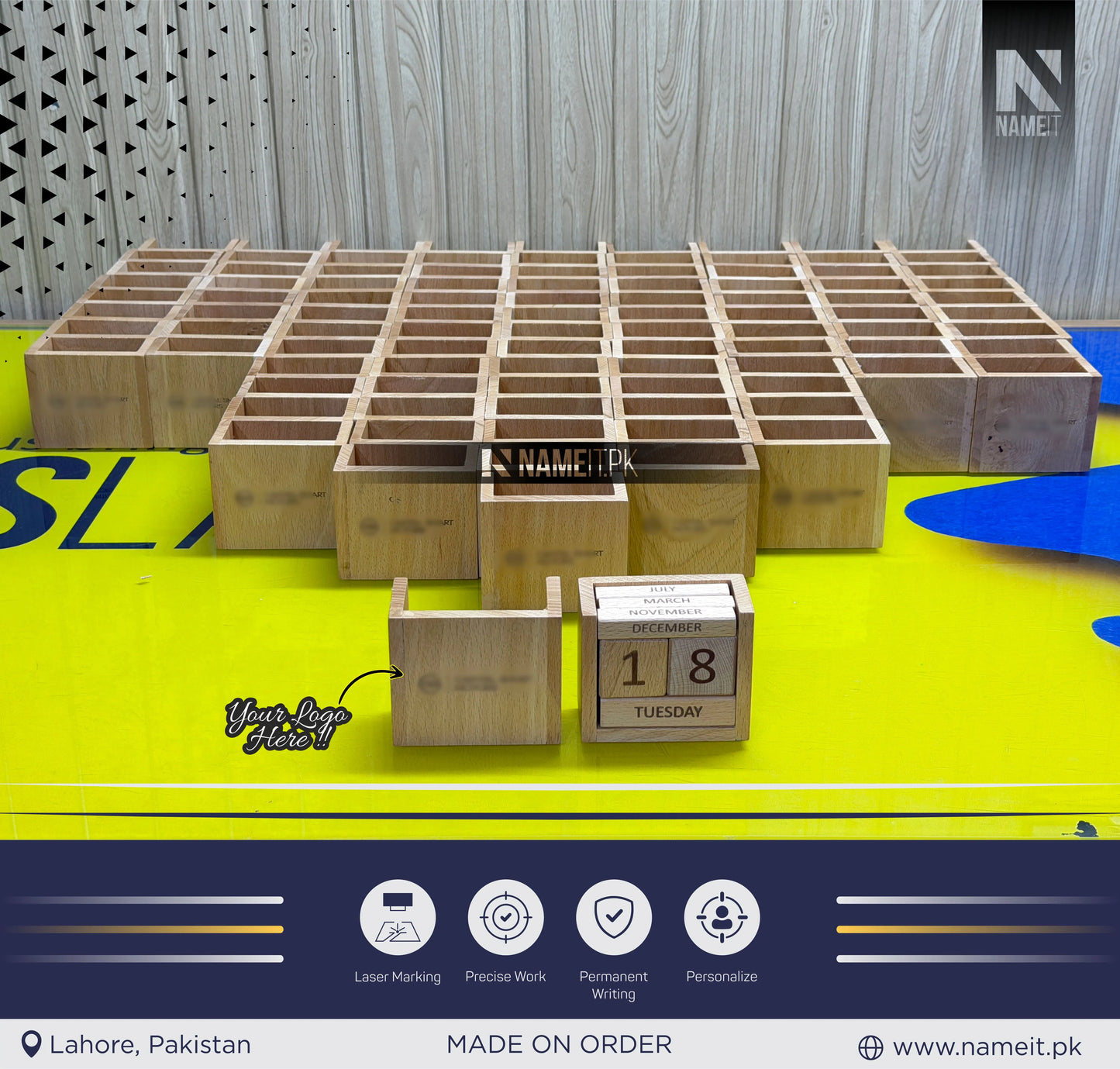 Wooden Calendar, Permanent Calendar, Perpetual Calendar Desk With Your Logo, Wood Blocks Perpetual Calendar, Christmas Gift, Calendar Wood Stand