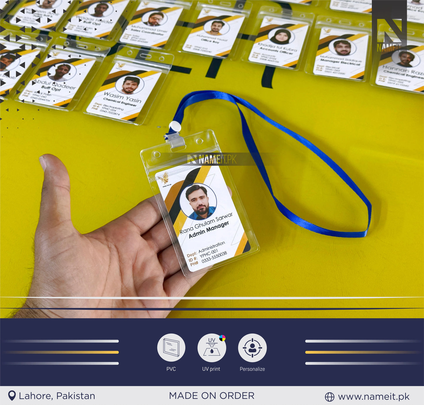 Employee Card, PVC ID Card – Personalized Employee Badge, Teacher ID, Membership & Access Card | Durable Plastic Design