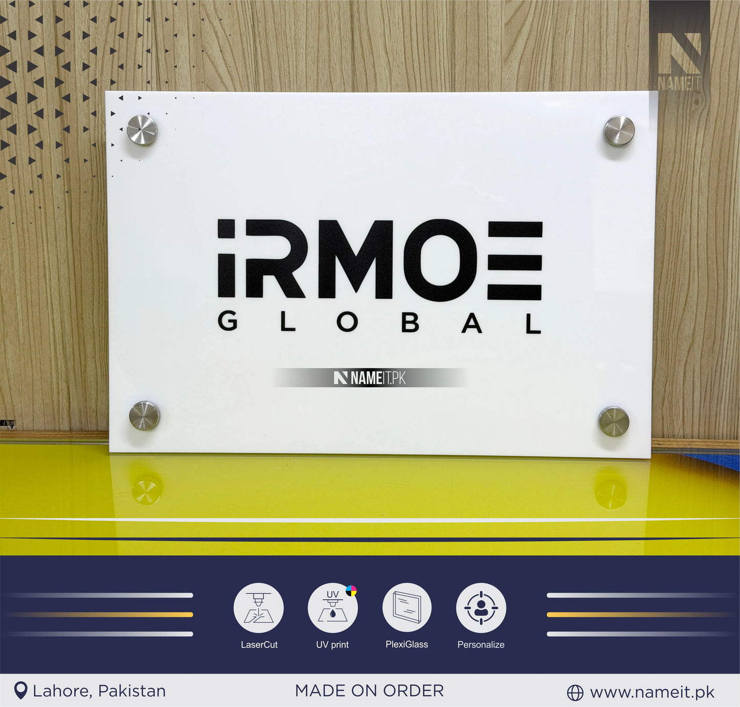 Wall Board, Custom Office Logo Sign – UV Printed Acrylic Wall Board for Office, Reception, or Shop Branding | Laser Cut Business Signage