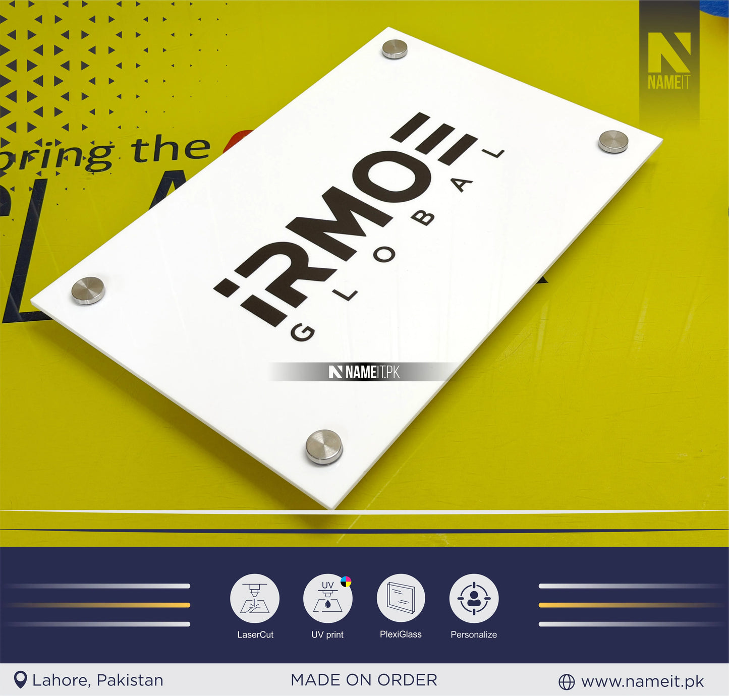 Wall Board, Custom Office Logo Sign – UV Printed Acrylic Wall Board for Office, Reception, or Shop Branding | Laser Cut Business Signage