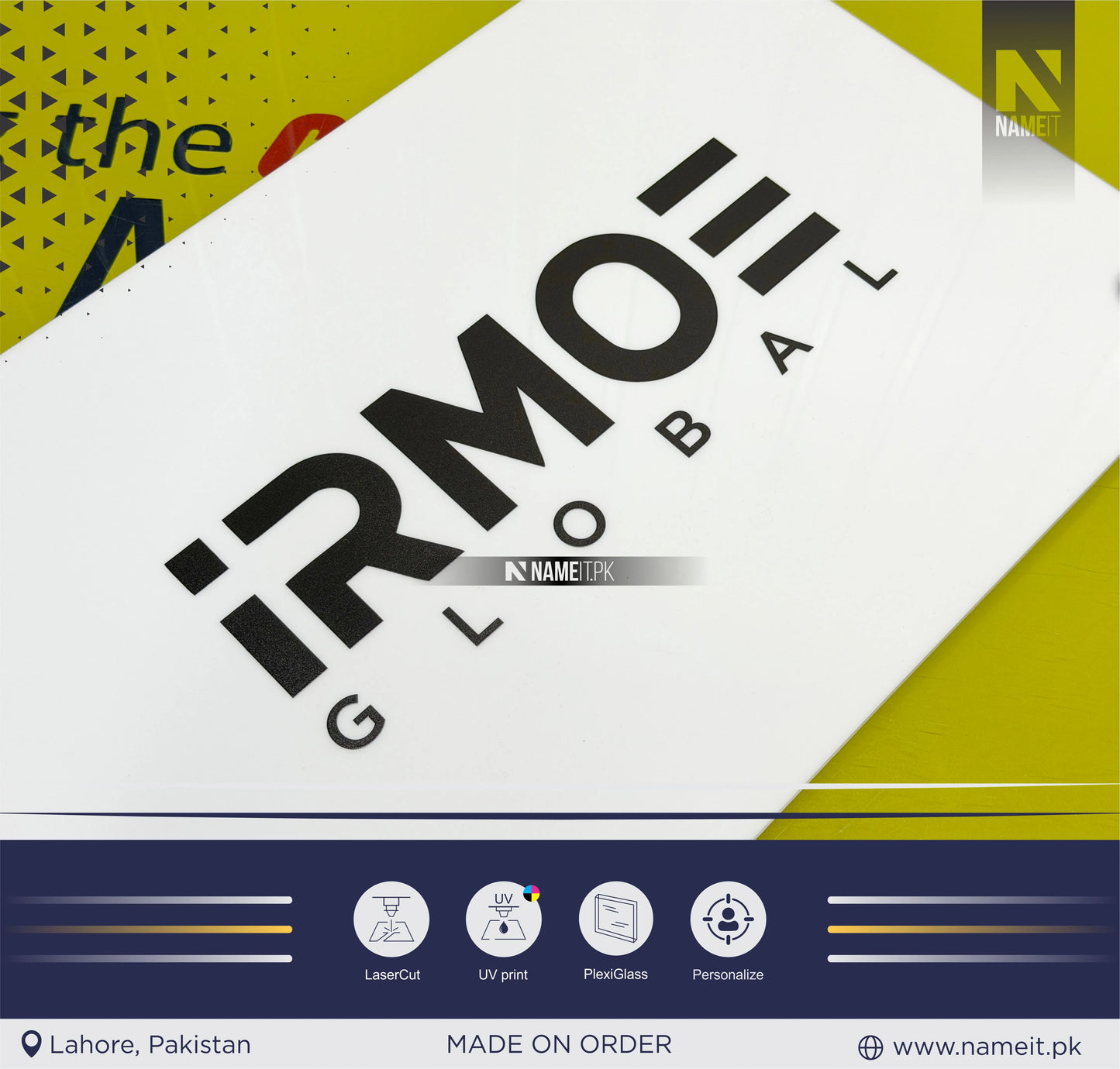 Wall Board, Custom Office Logo Sign – UV Printed Acrylic Wall Board for Office, Reception, or Shop Branding | Laser Cut Business Signage