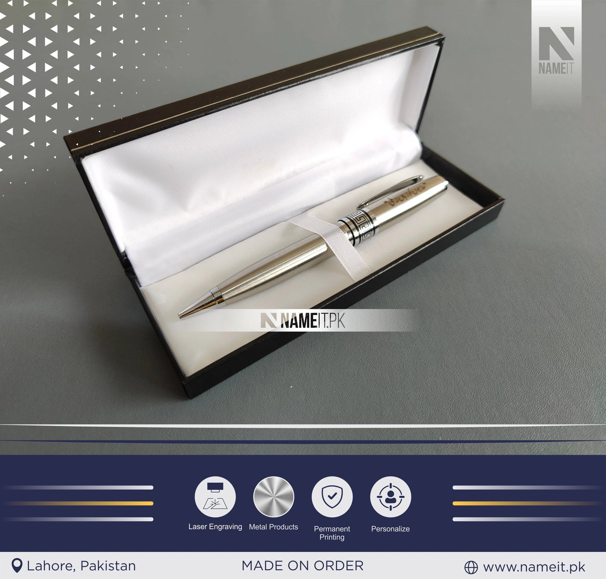 Custom High-Quality Metal Gel Pen, 0.7mm Blue Ink, Ball Point, Business Signature, Calligraphy Practice, Pocket Clip, Electroplated Baking Paint NAMEIT PAKISTAN