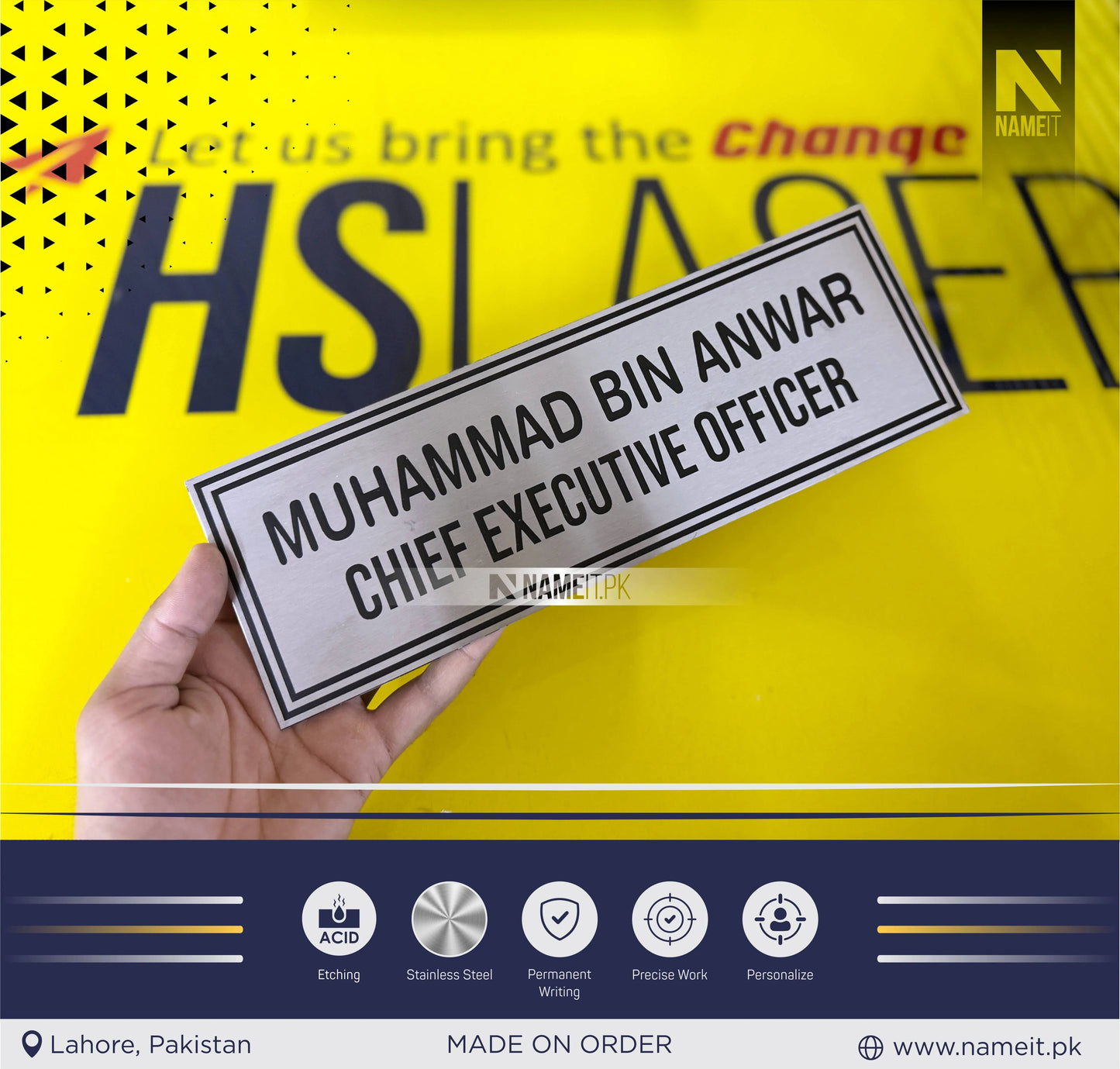 Personalized Name Plate Stainless Steel, indoor & outdoor, Office name Plate, House Name Plate NAMEIT PAKISTAN