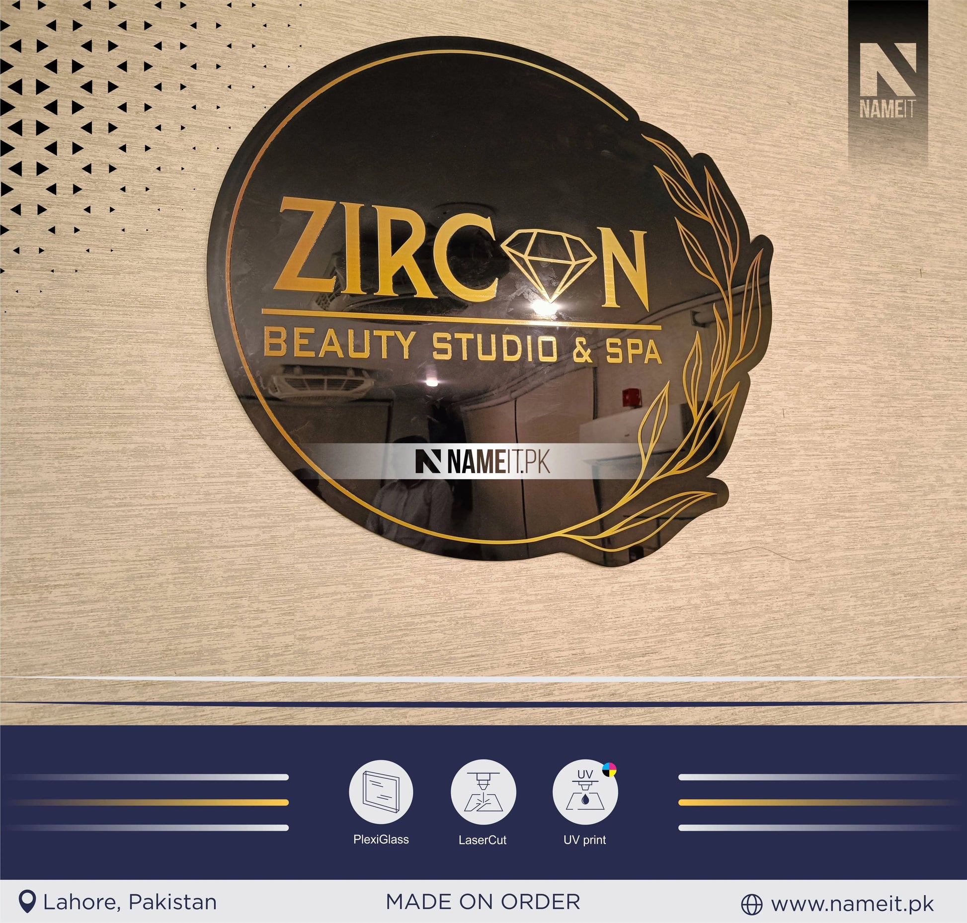 Custom acrylic sign round acrylic sign for Studio & Spa,beauty salon logo dental logo sign boutique logo sign brow logo nail salon NAMEIT PAKISTAN