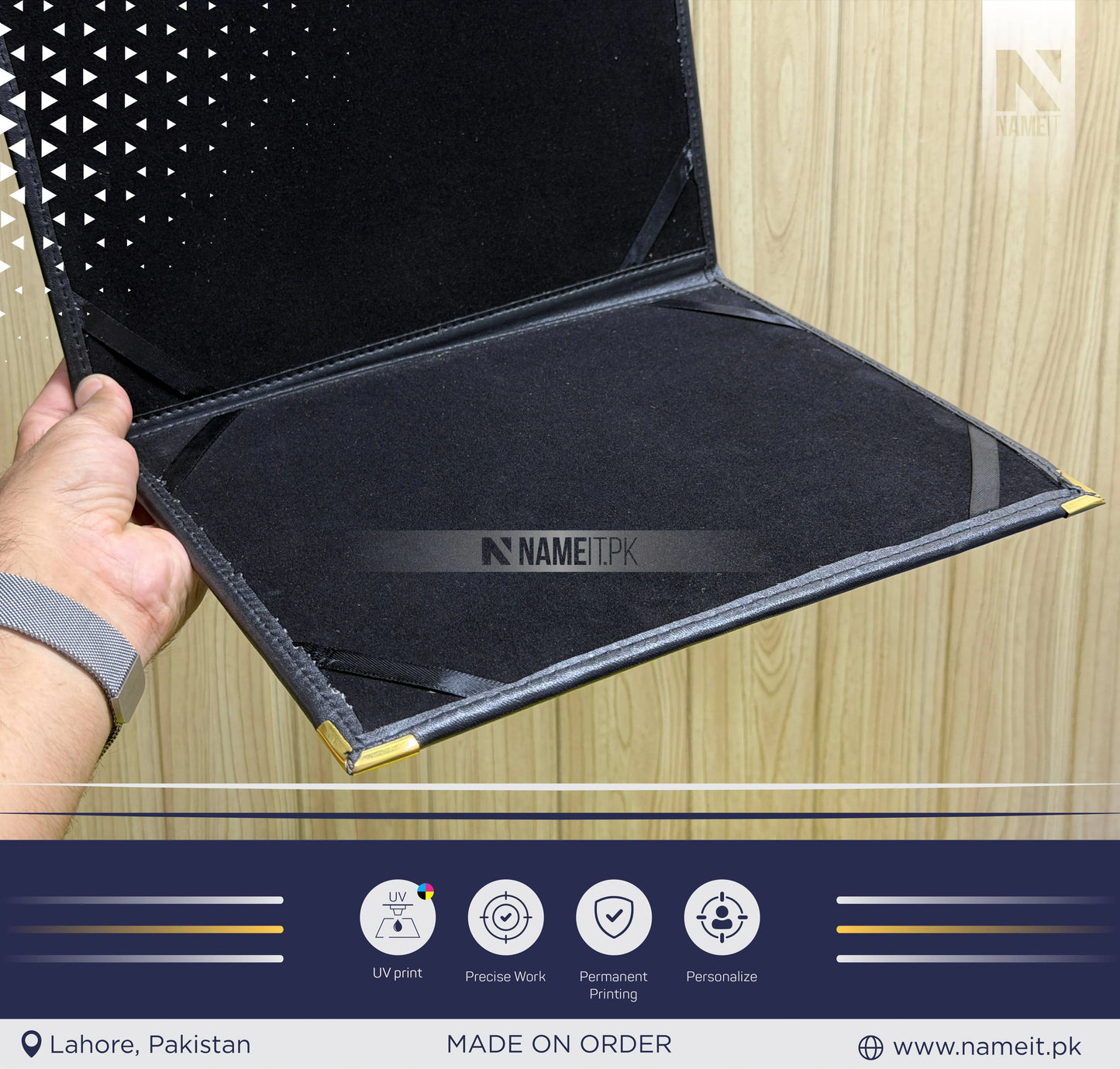 Custom PU Leather Certificate Folder with Logo | Premium A4 Certificate & Diploma Presentation Folder | Personalized Corporate Document Holder