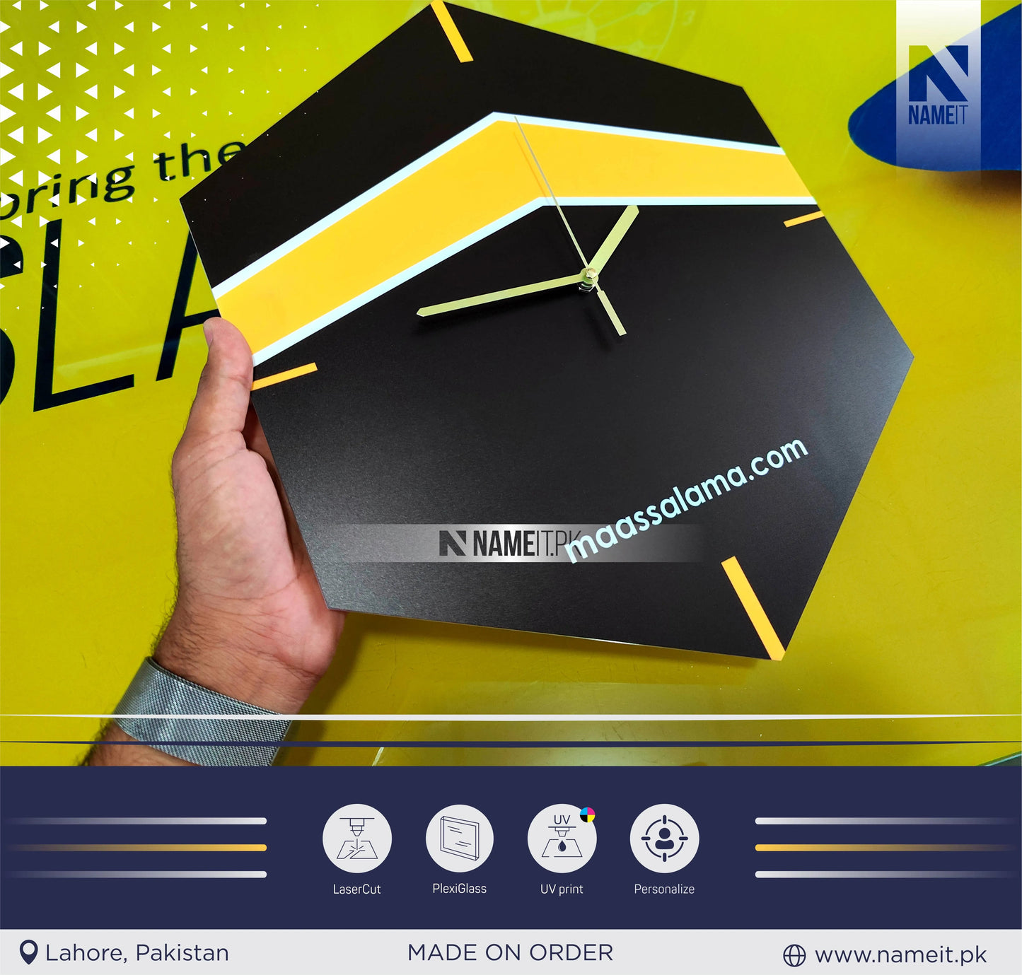 Customised Khana e Kaaba Wall Clock, Islamic WallClock NAMEIT PAKISTAN