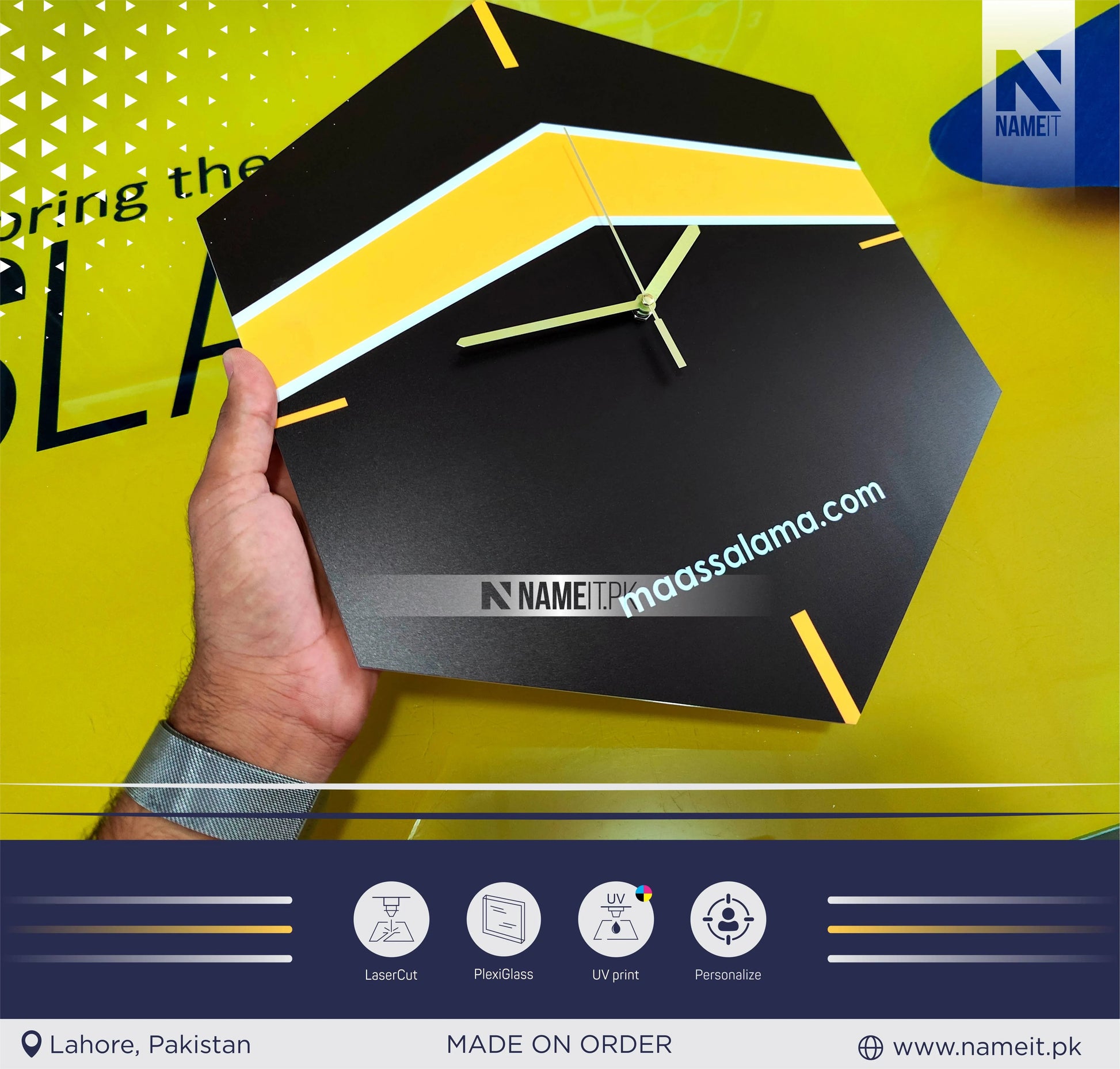 Customised Khana e Kaaba Wall Clock, Islamic WallClock NAMEIT PAKISTAN
