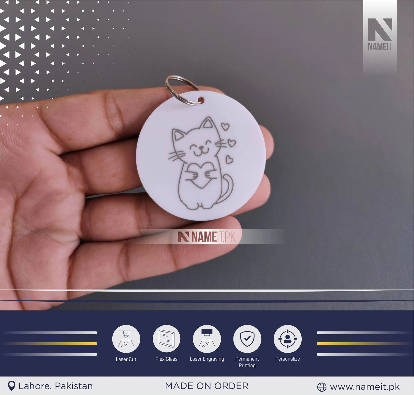 Personalised Acrylic Pet ID Tag, Circle Engraved Pet Tag, Custom Pet Tag - 2 colour choices available NAMEIT PAKISTAN