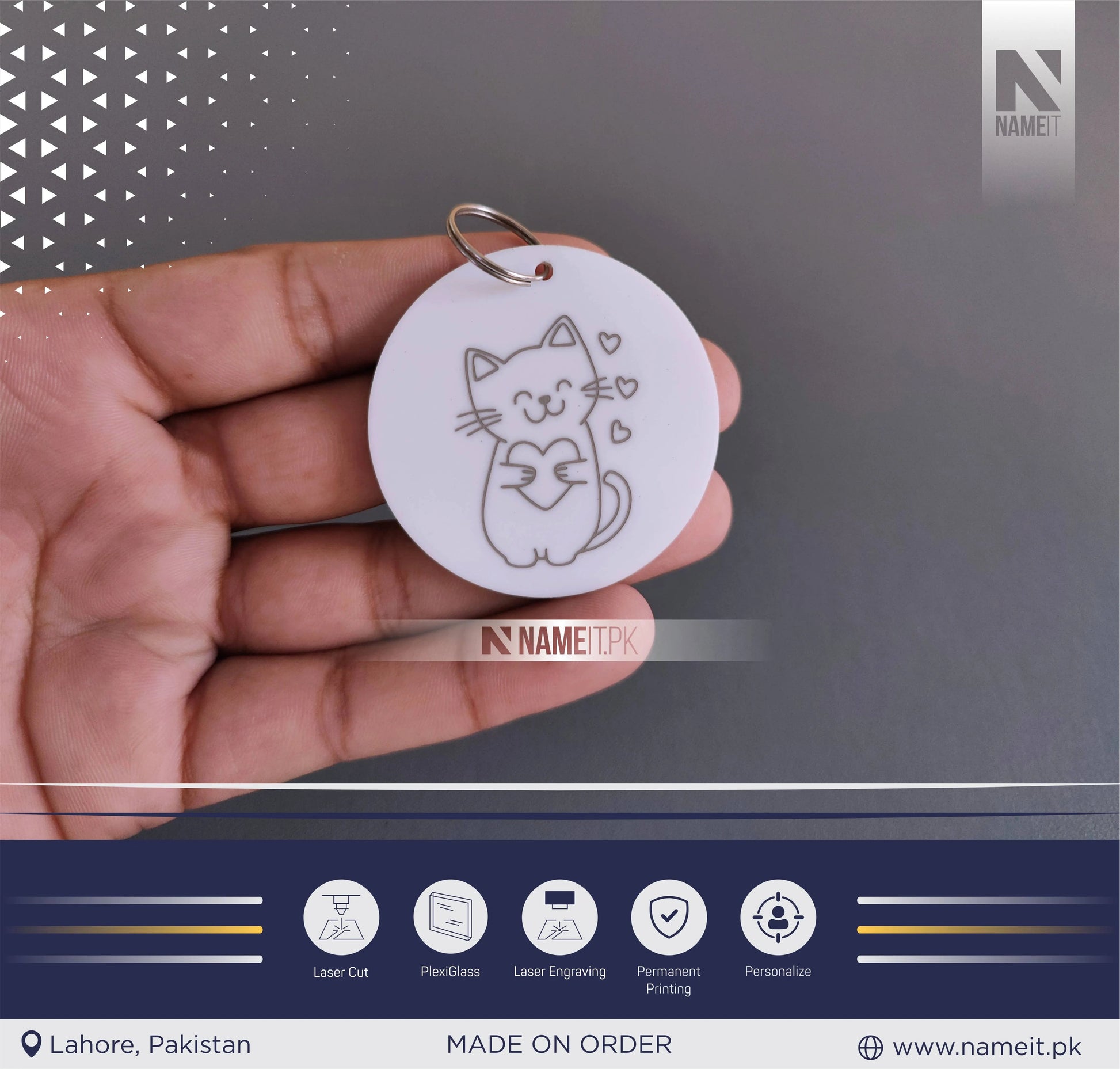 Personalised Acrylic Pet ID Tag, Circle Engraved Pet Tag, Custom Pet Tag - 2 colour choices available NAMEIT PAKISTAN