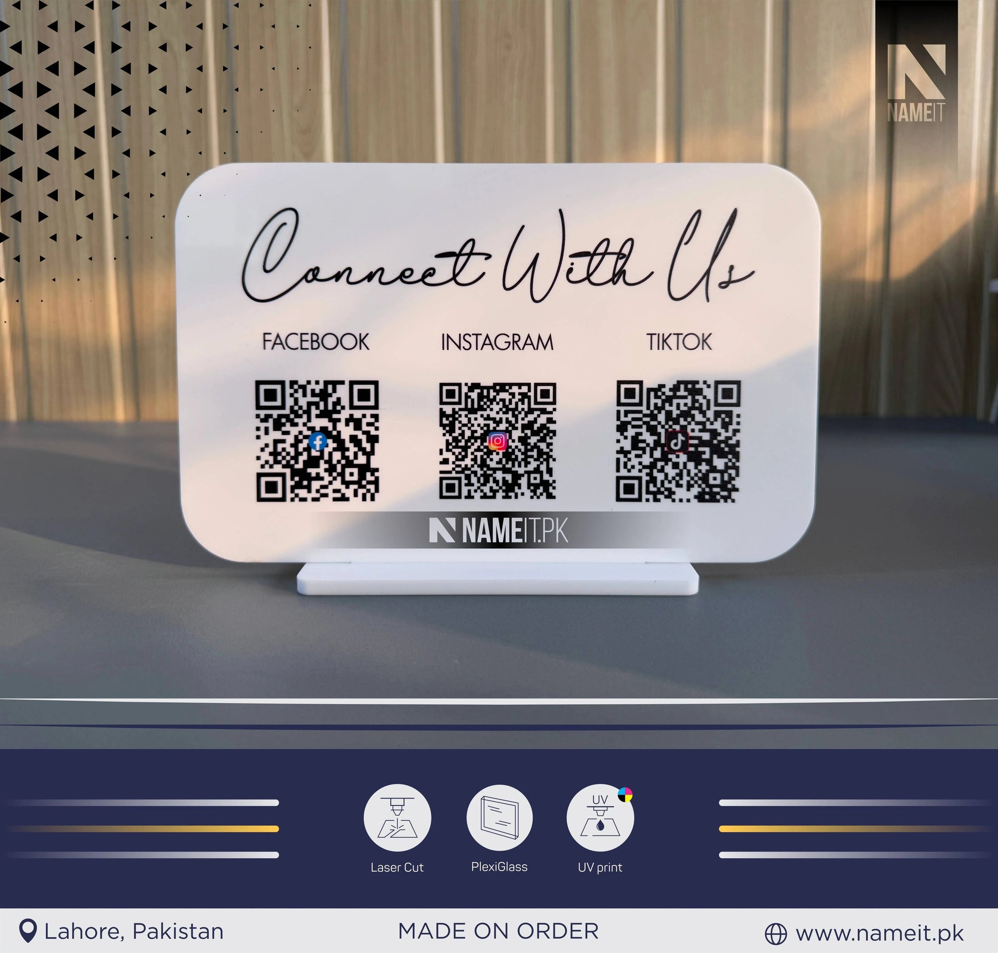 Multi QR code Business Social Media Sign | Payment Sign | Custom Logo Sign | Payment Method and Social Media Sign NAMEIT PAKISTAN
