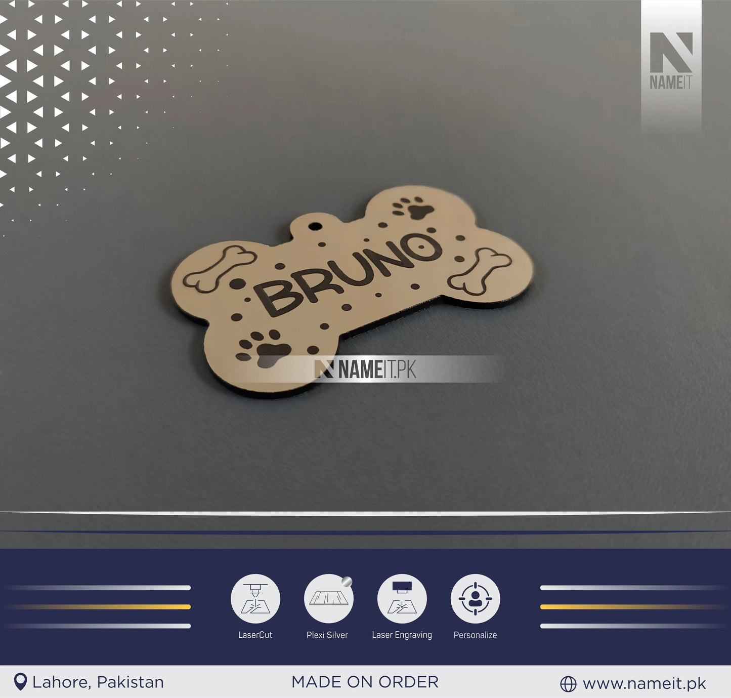Pets Tag Personalized, Bone Shape Tag, Pet Tags for Collars, Engraved Tag, Name Tag, Customized Pet Tag, Kitty Tag NAMEIT PAKISTAN