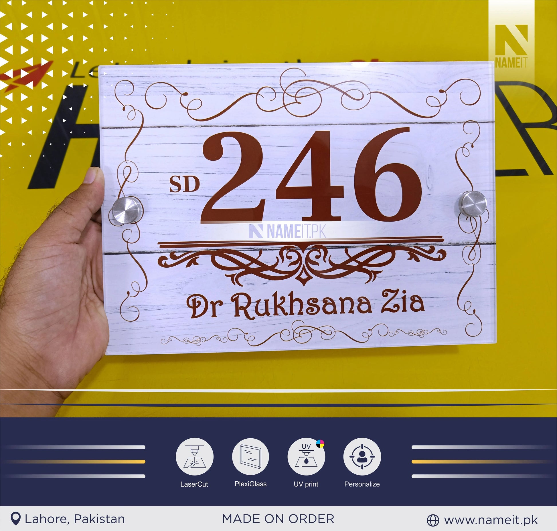 Personalised House Name Plate, House Name Sign Plaque Home Door Address House Decor Custom Home Name Plate Sign NAMEIT PAKISTAN