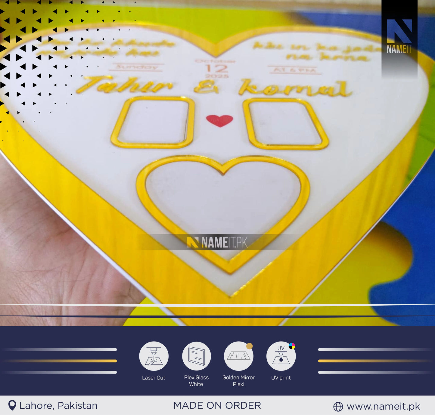 Personalized Nikkah Acrylic ThumbPrints Board Fingerprint islamic nikkah certificate Muslim Marriage Contract thumbprints Frame Customized