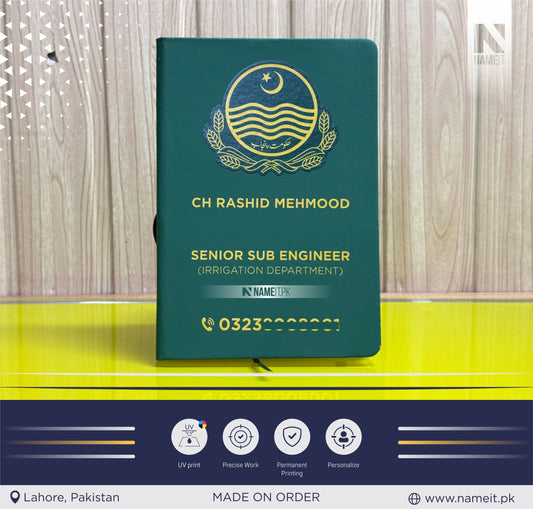 Diary, Custom Diary Printed, Customize Diary For Punjab Irrigation Department | Government of Pakistan - Congratulations Gift - Government Officer Gift - Officer Gift - New Job Gift
