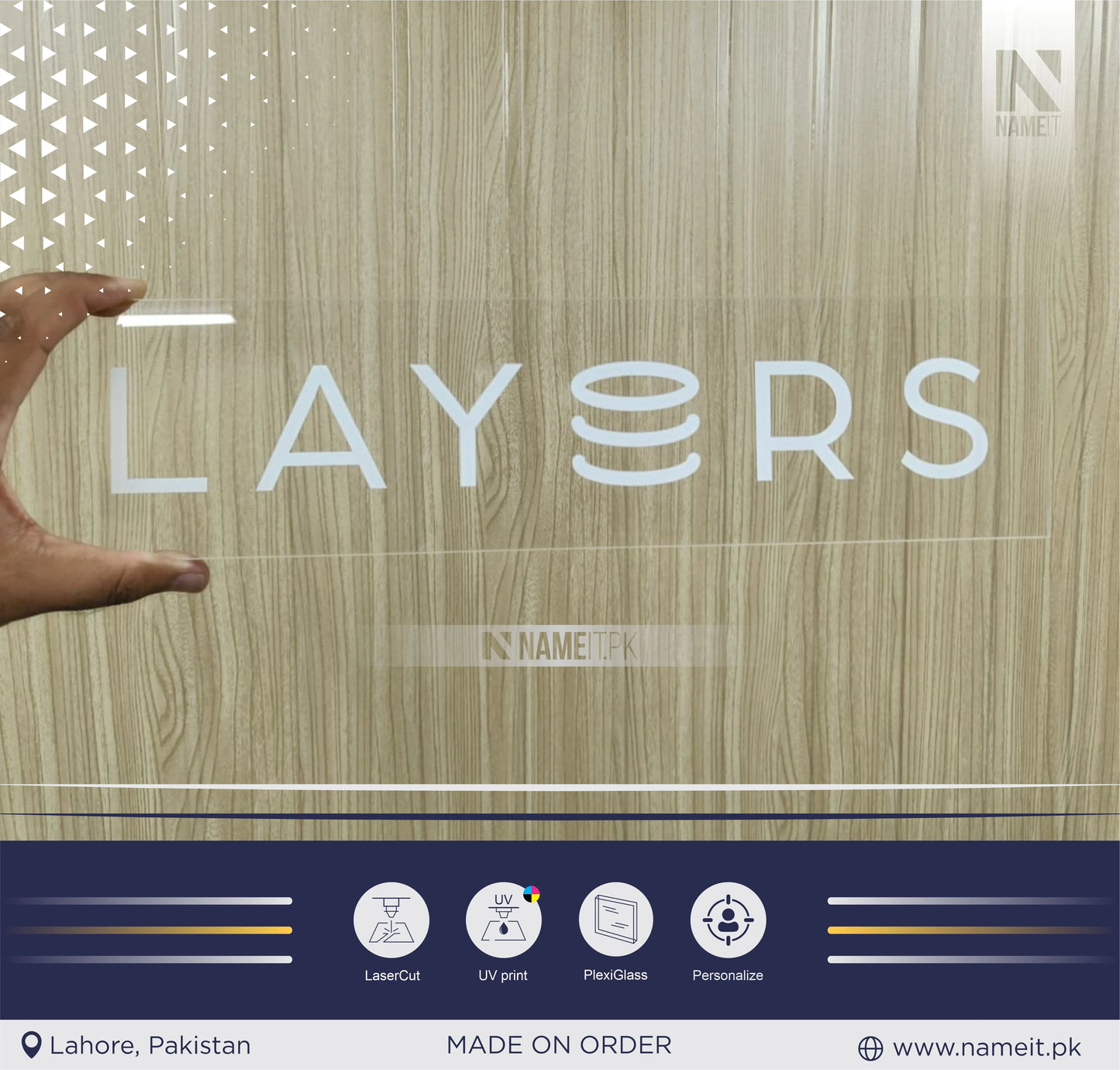 Name Plate, Personalized Transparent Premium Plate  | Custom Business Logo & Office Name Sign
