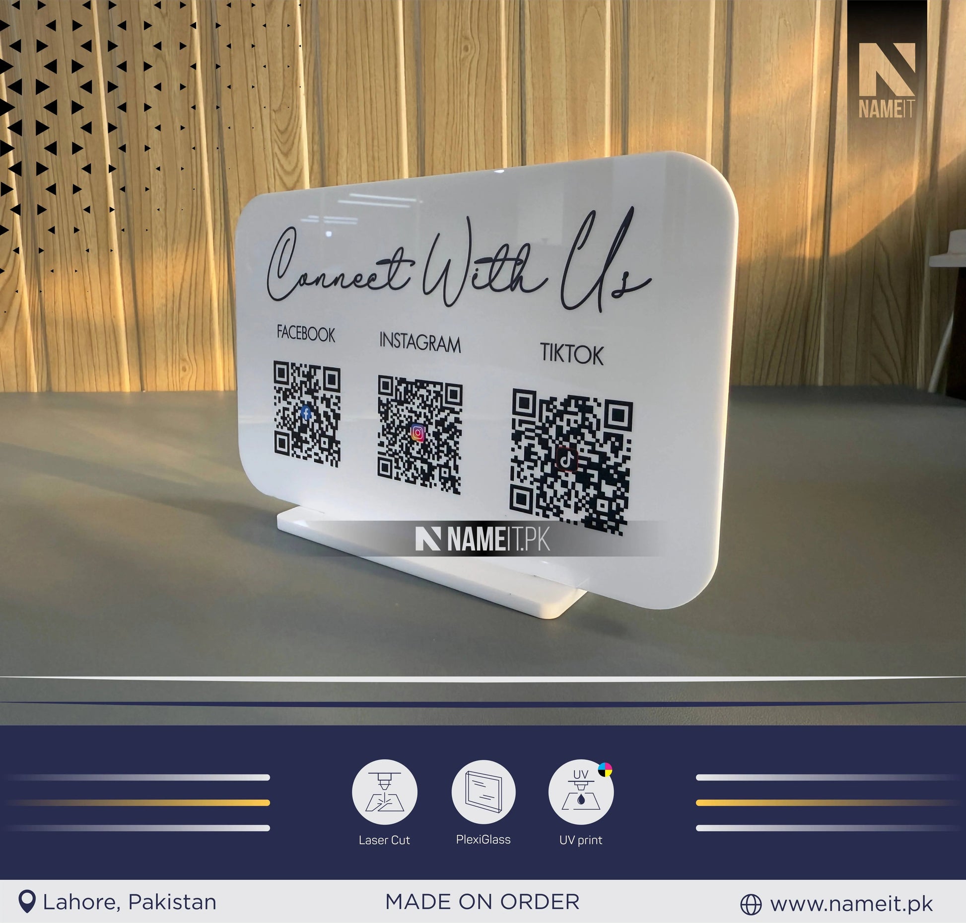 Multi QR code Business Social Media Sign | Payment Sign | Custom Logo Sign | Payment Method and Social Media Sign NAMEIT PAKISTAN