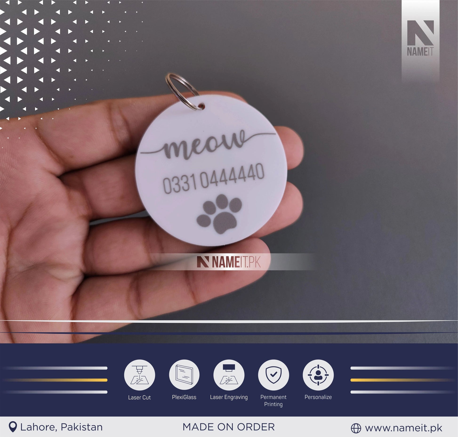Personalised Acrylic Pet ID Tag, Circle Engraved Pet Tag, Custom Pet Tag - 2 colour choices available NAMEIT PAKISTAN