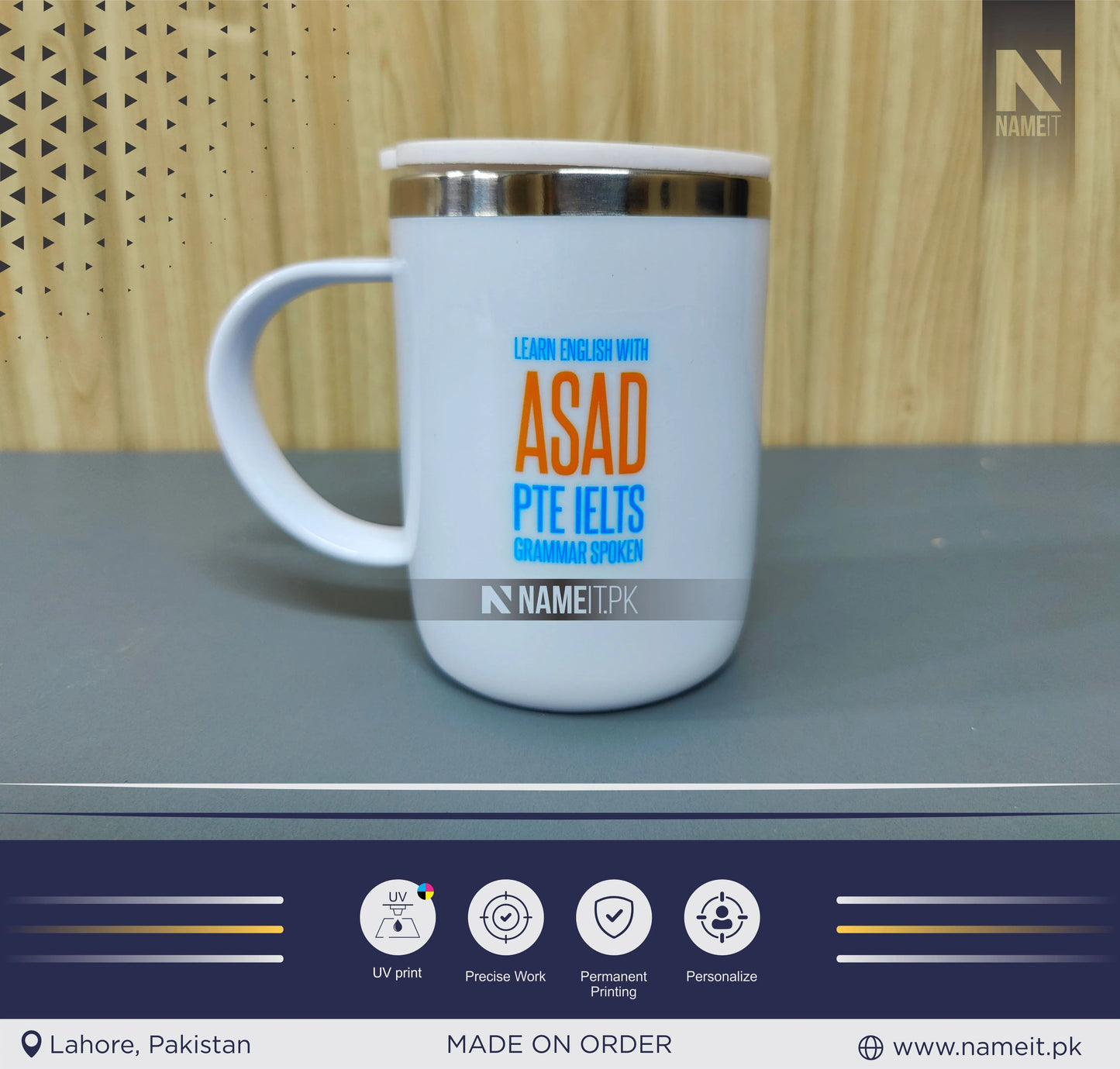Custom Stainless Steel Cup With Lid, Office Water Cup, Tea Cup, Coffee Cup, Milk Cup, Heat Insulation, Anti-scalding, Men And Women High Quality Office Worker Beauty Tool, Commercial Office Cup NAMEIT PAKISTAN