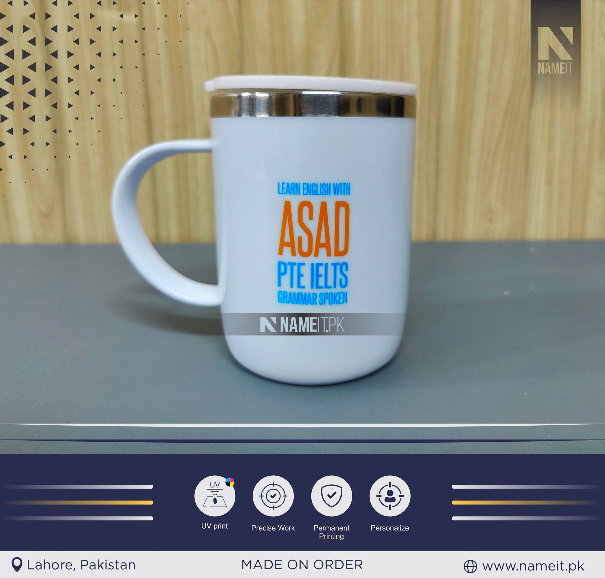 Custom Stainless Steel Cup With Lid, Office Water Cup, Tea Cup, Coffee Cup, Milk Cup, Heat Insulation, Anti-scalding, Men And Women High Quality Office Worker Beauty Tool, Commercial Office Cup NAMEIT PAKISTAN
