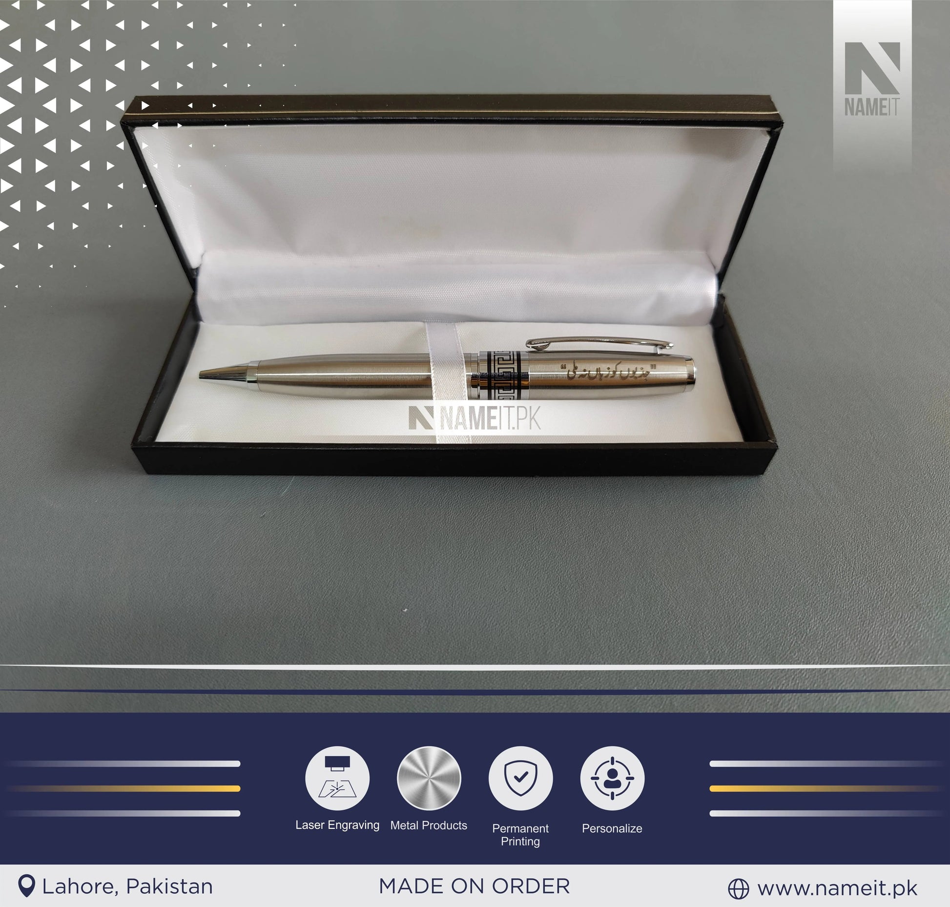 Custom High-Quality Metal Gel Pen, 0.7mm Blue Ink, Ball Point, Business Signature, Calligraphy Practice, Pocket Clip, Electroplated Baking Paint NAMEIT PAKISTAN