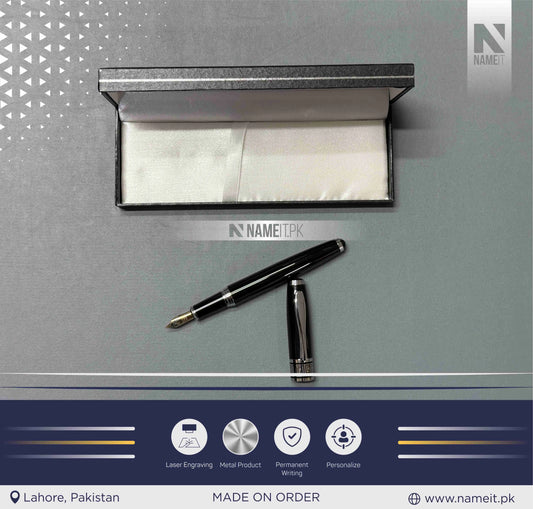 Pen, Fountain ink Pen with Name Engraved - Gifting on Any Special Occasion - Black Clip Teachers Day Gift