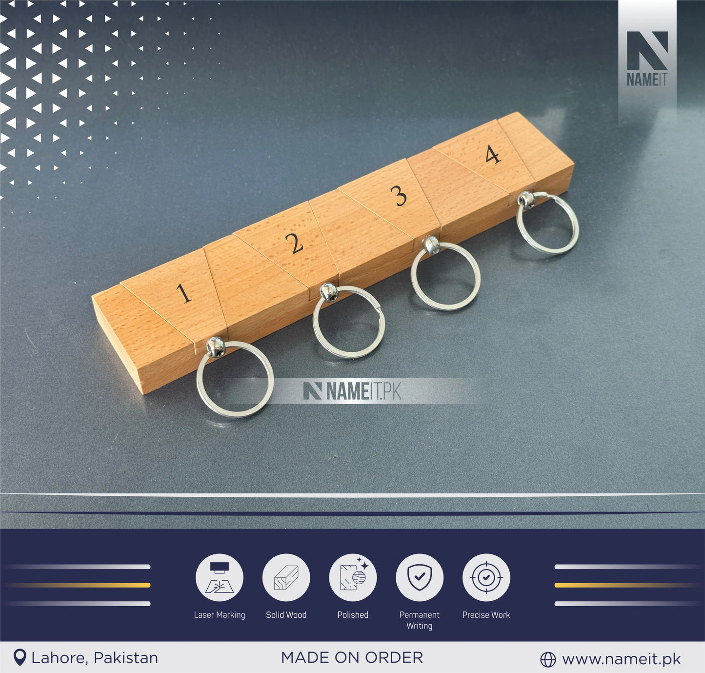 Key Holder with 4 Wooden Pendants, Handmade (with Engraving) &nbsp;Wall Mount Hanging Key Rack For Kitchen And Entryway Decor