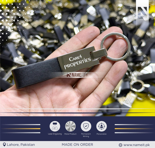 Personalized Premium Leather & Metal Keychain, Business Logo, Name, Custom Marketing Business Merchandise,