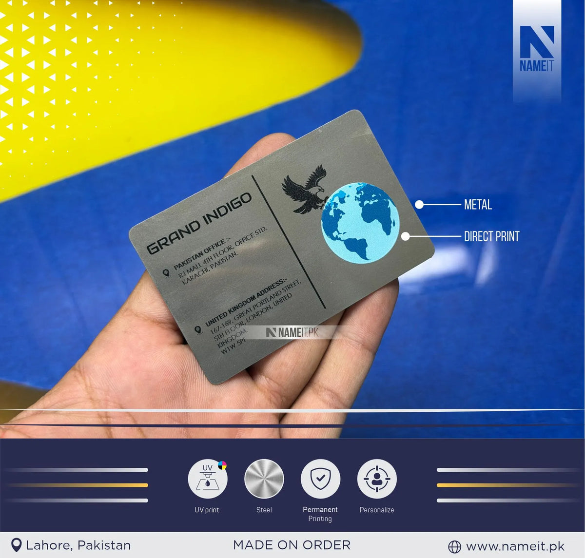 Premium Metal Business Card | Custom Stainless Steel Visiting Card | Luxury Metal Business Card with Full-Color Direct Print