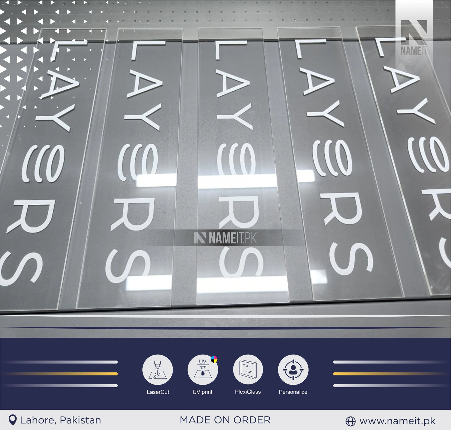 Name Plate, Personalized Transparent Premium Plate  | Custom Business Logo & Office Name Sign